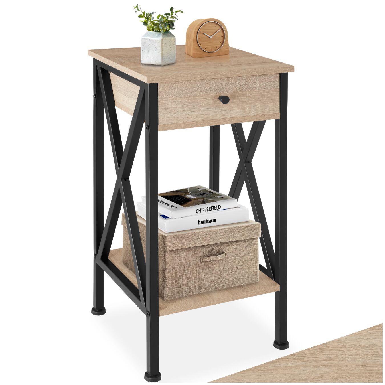 Beistelltisch Dayton 35x35x70,5cm - Industrial Holz hell, Eiche Sonoma