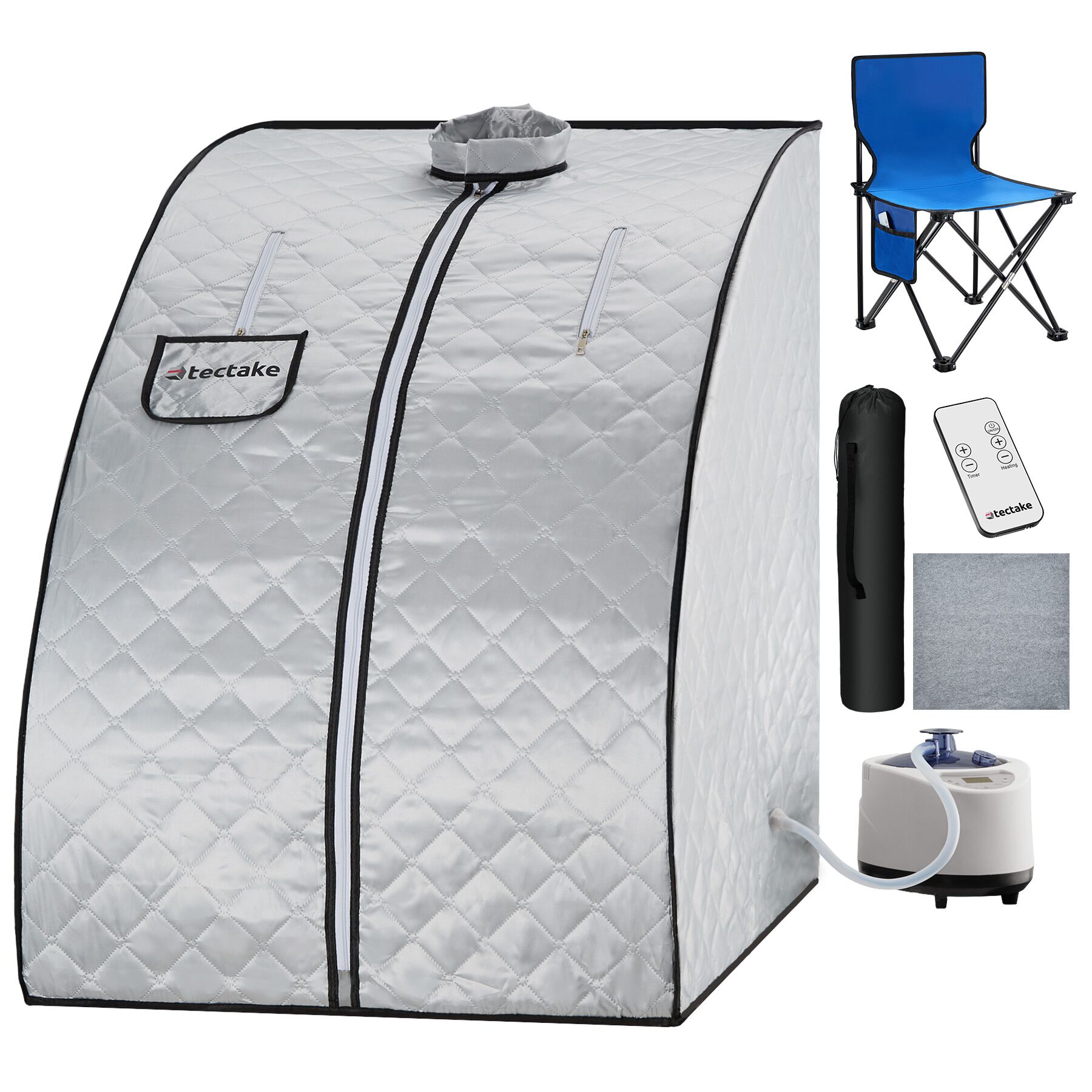 Sauna à vapeur portable THERMALUXE II 1000 W - gris/bleu | tectake