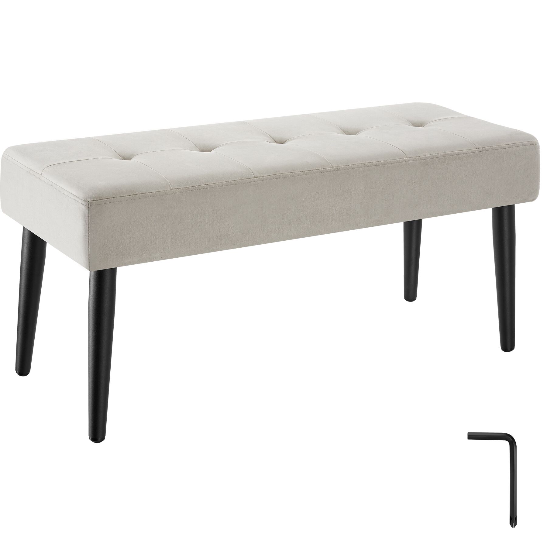 Bankje Glora, gestoffeerd, met stikpatroon, draagkracht 220 kg - Fluweel taupe | tectake