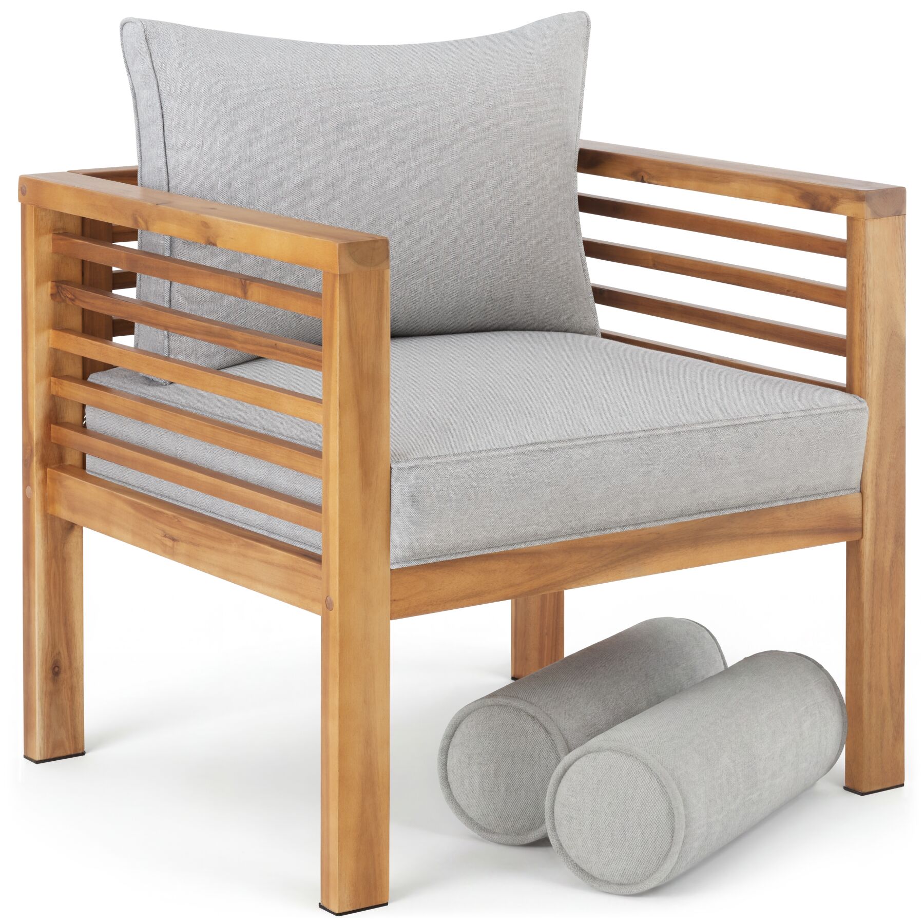 Garden Chair Boka - thick cushions, heat-treated wooden frame, weather-resistant - per piece | tectake