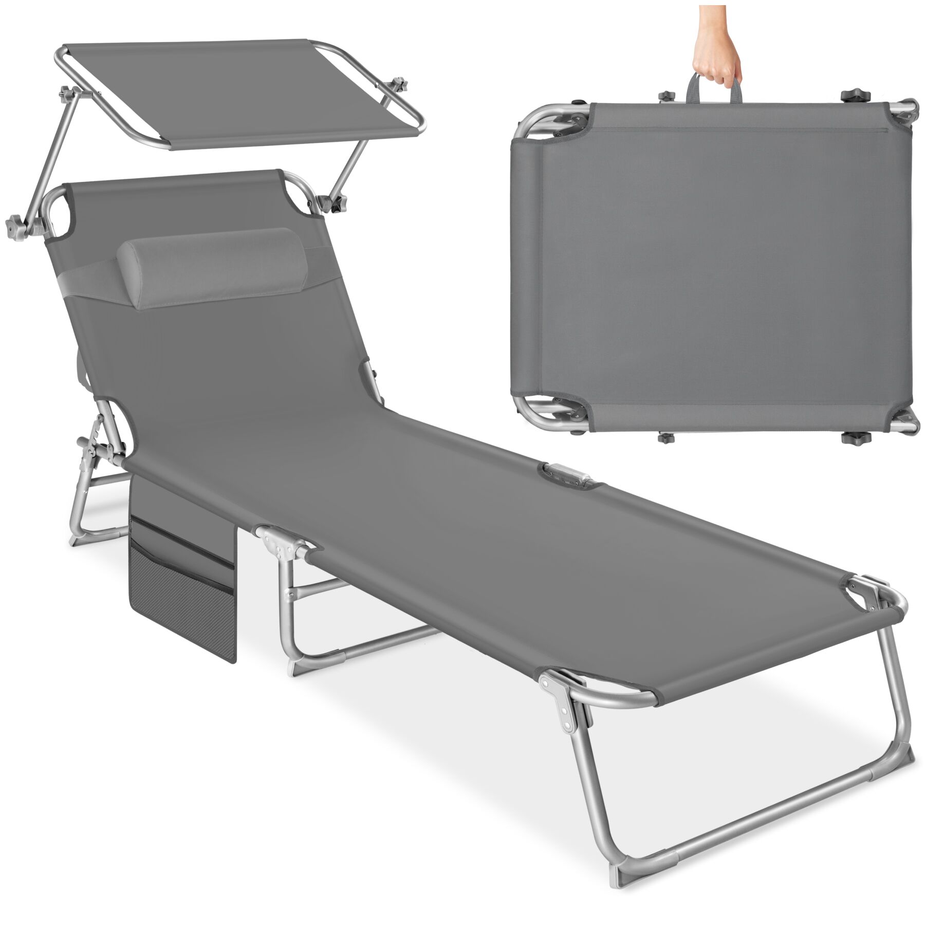 Ligbed Chloé 4-niveaus, met hoofdkussen - grijs | tectake