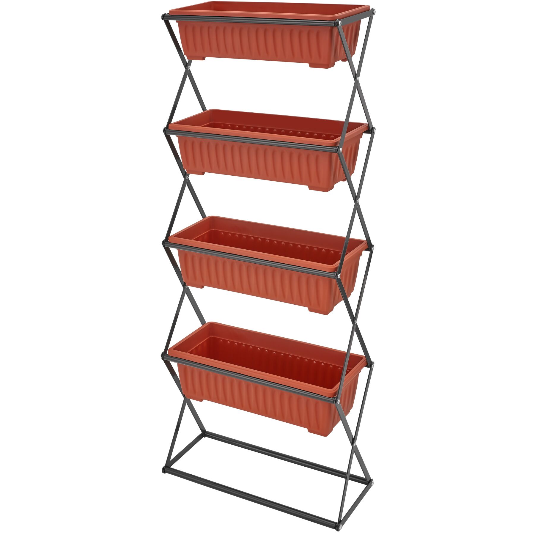 Vertikal odlingsbädd med 4 lådor - brun | tectake