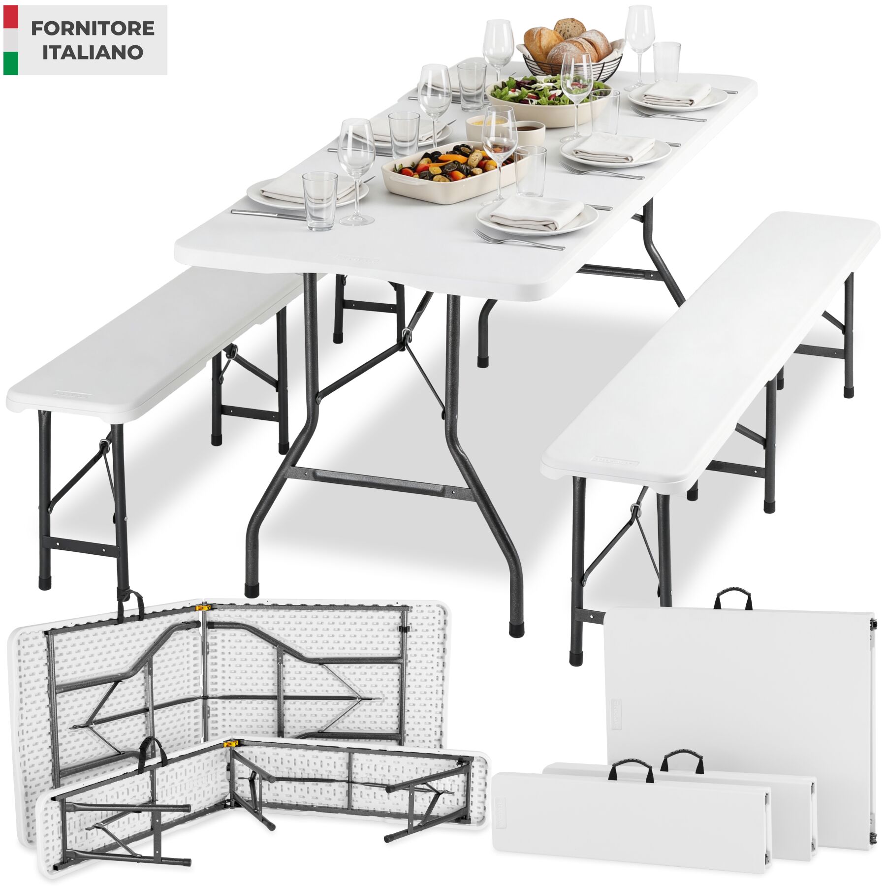 Tavolo da campeggio pieghevole - bianco | tectake