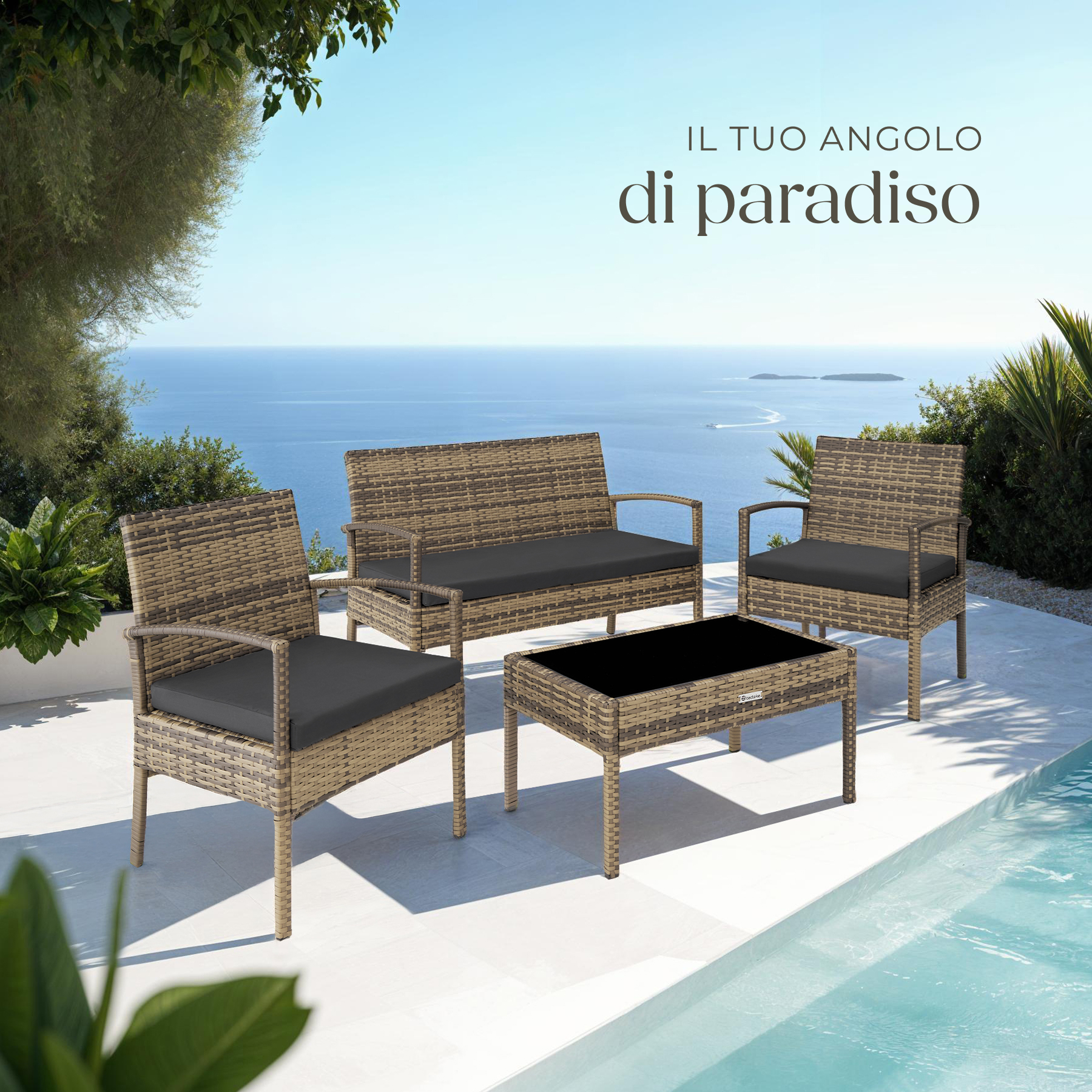 SET DI MOBILI RATTAN SINTETICO POLYRATTAN 2 POLTRONE DIVANO E TAVOLO GIARDINO nu - Foto 63 di 67