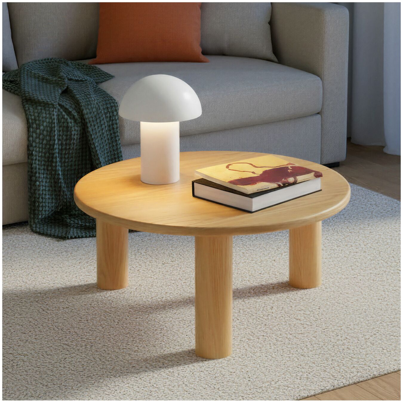 Salontafel Sisi, rond, poten van massief hout - licht eiken | tectake