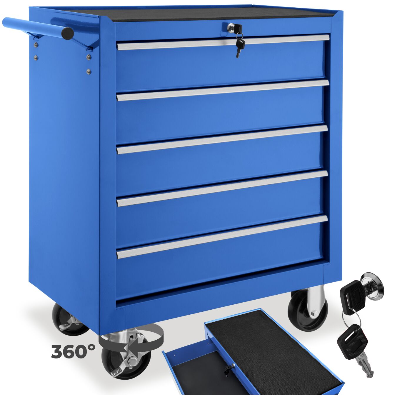 Gereedschapswagen met 5 lades - blauw