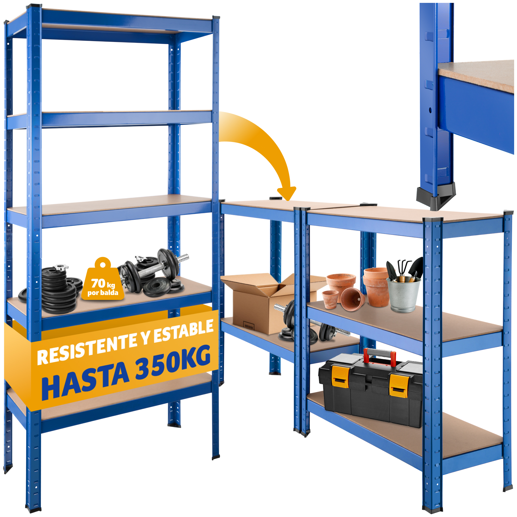 Estantería metálica 5 baldas - 350 kg | tectake