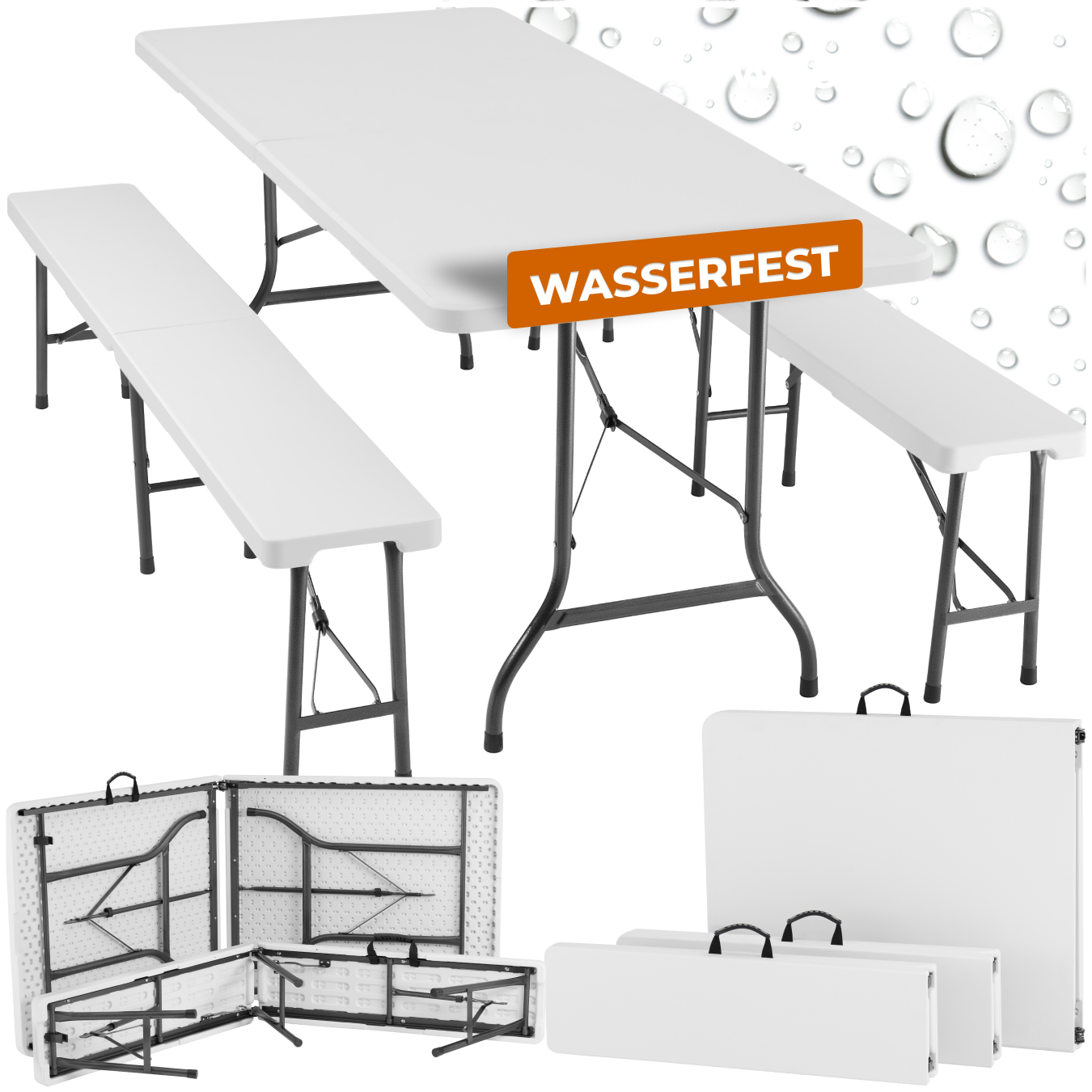Campingtafelset Panja wit opvouwbaar - wit