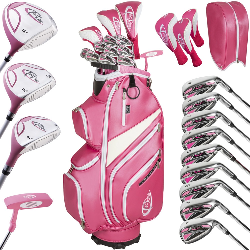 Equipo completo de golf con 13 palos y bolsa - rosa | tectake
