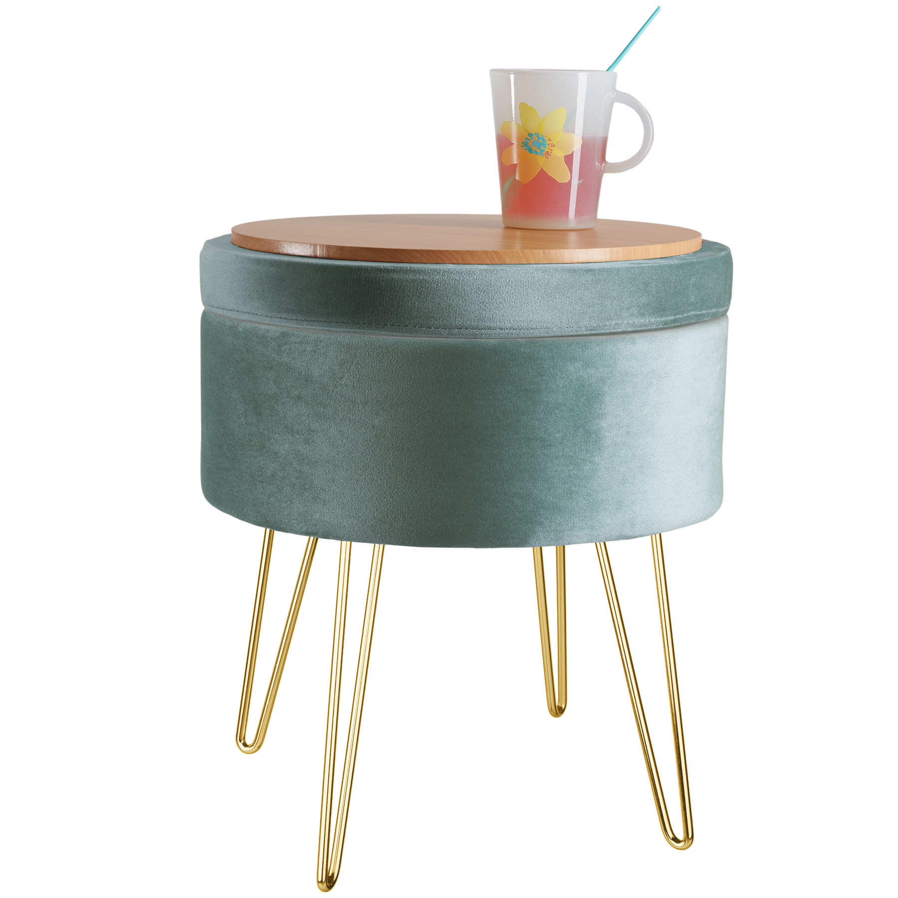 Stool Storage Footstool Padded Velvet Upholstery Bar Stools Dressing Table Seat - Picture 31 of 46