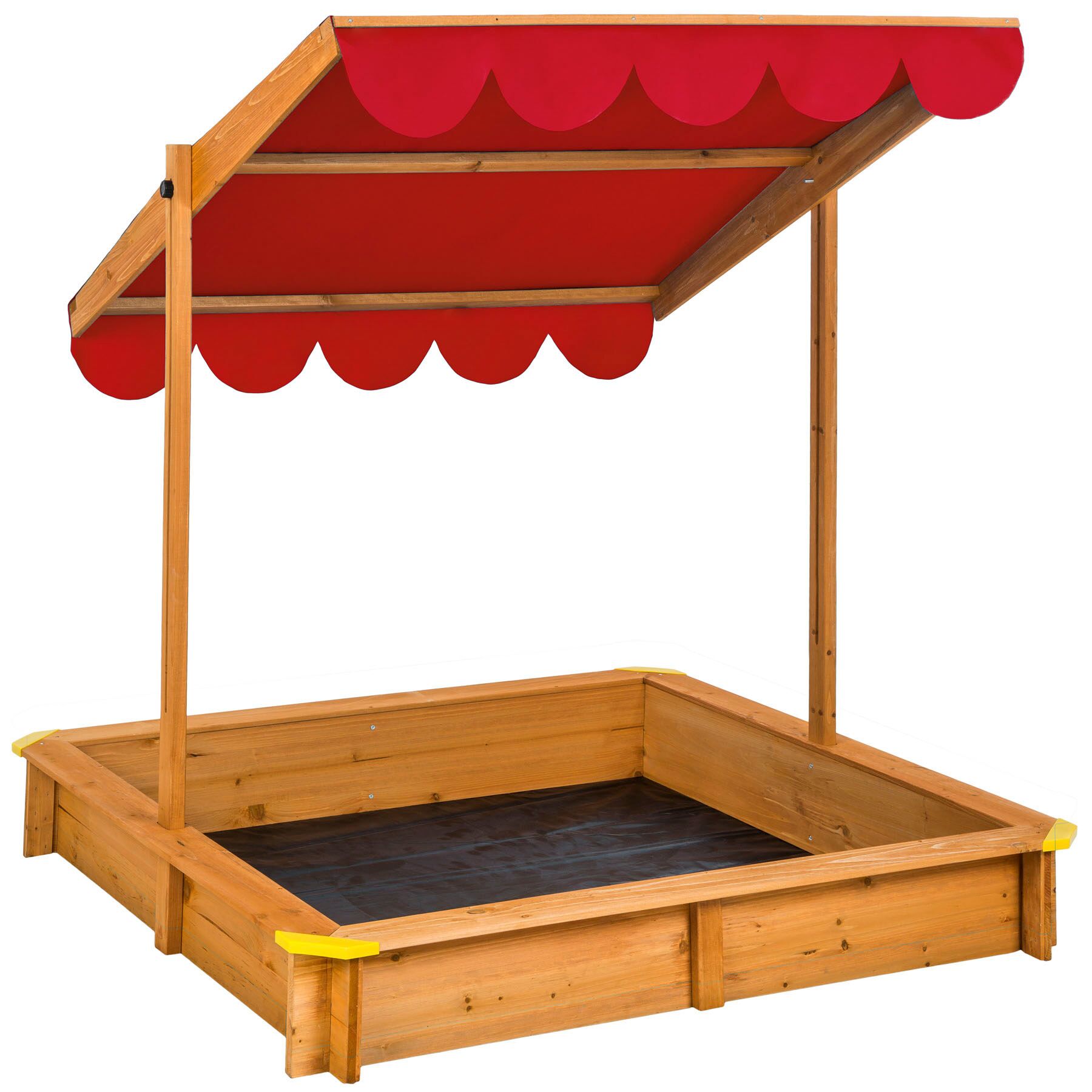 Sandpit Emilia - with adjustable roof, practical seat edge, resistant ground sheet - red | tectake