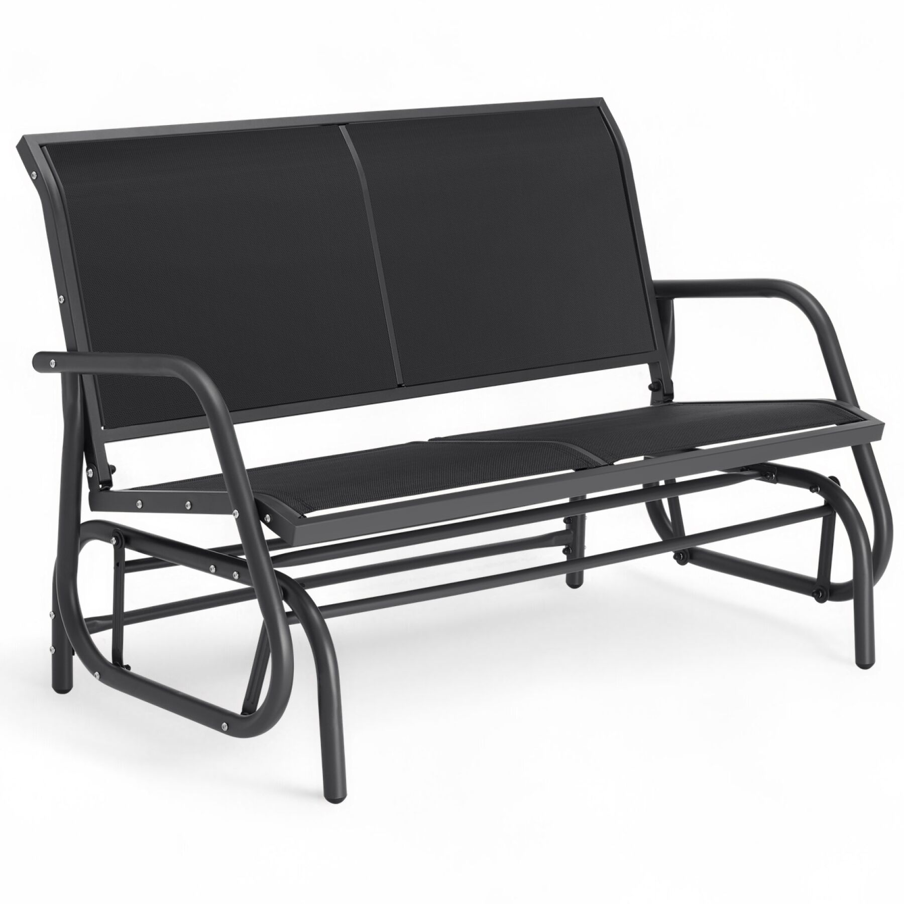 Garden Swing Bench Greta - 2-seater, 121 x 72 x 86.5 cm - black | tectake
