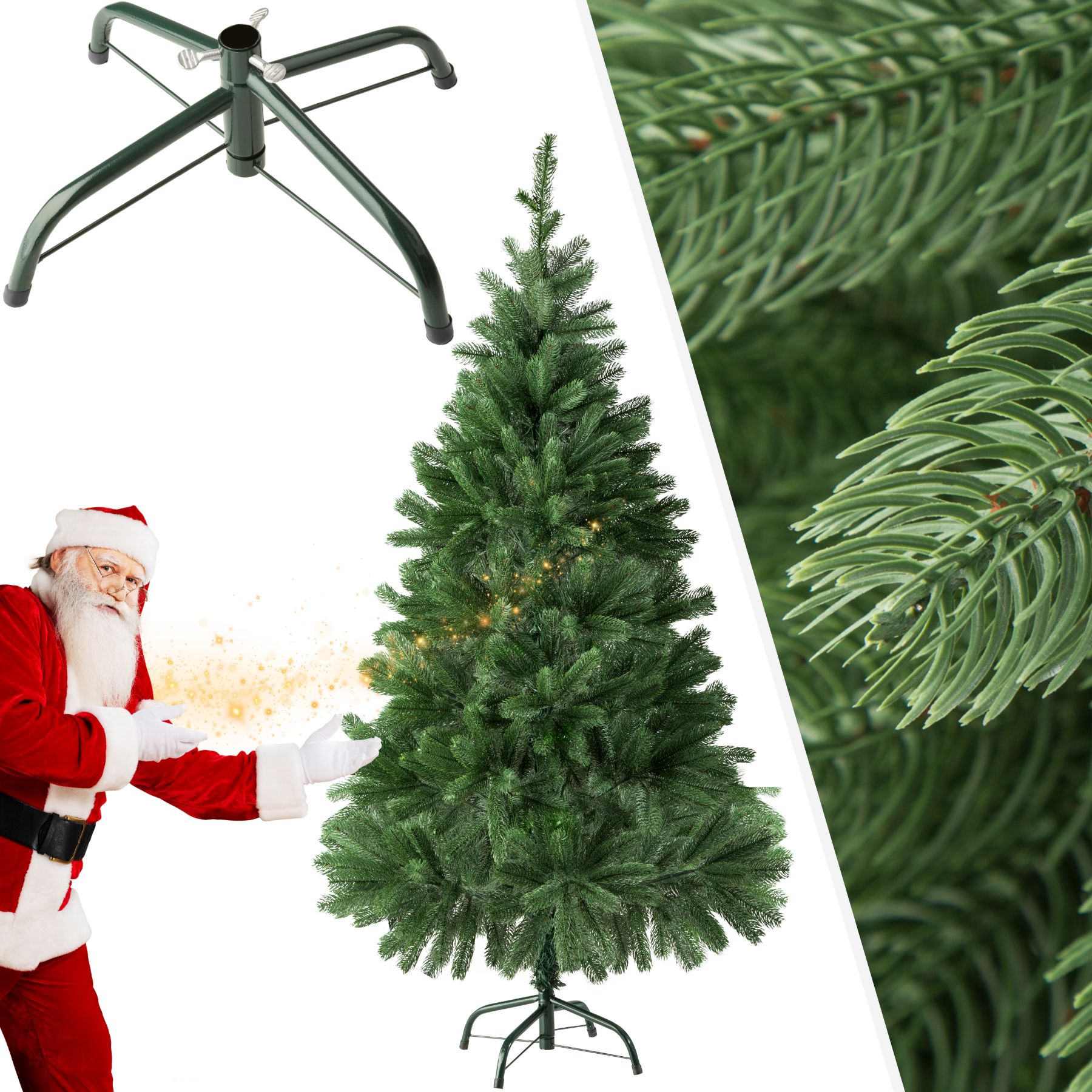 Sapin de Noël artificiel moulé par injection avec support métallique - 140 cm de tectake