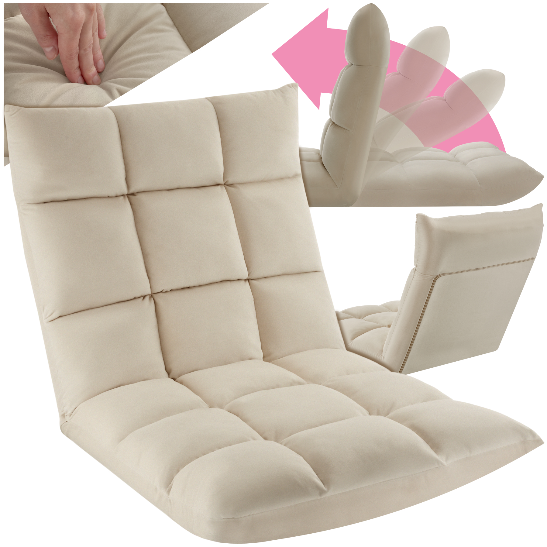 Bodensessel 2-in-1 Relaxsessel Klappbar Bodenstuhl 14-fach Verstellbar 120kg