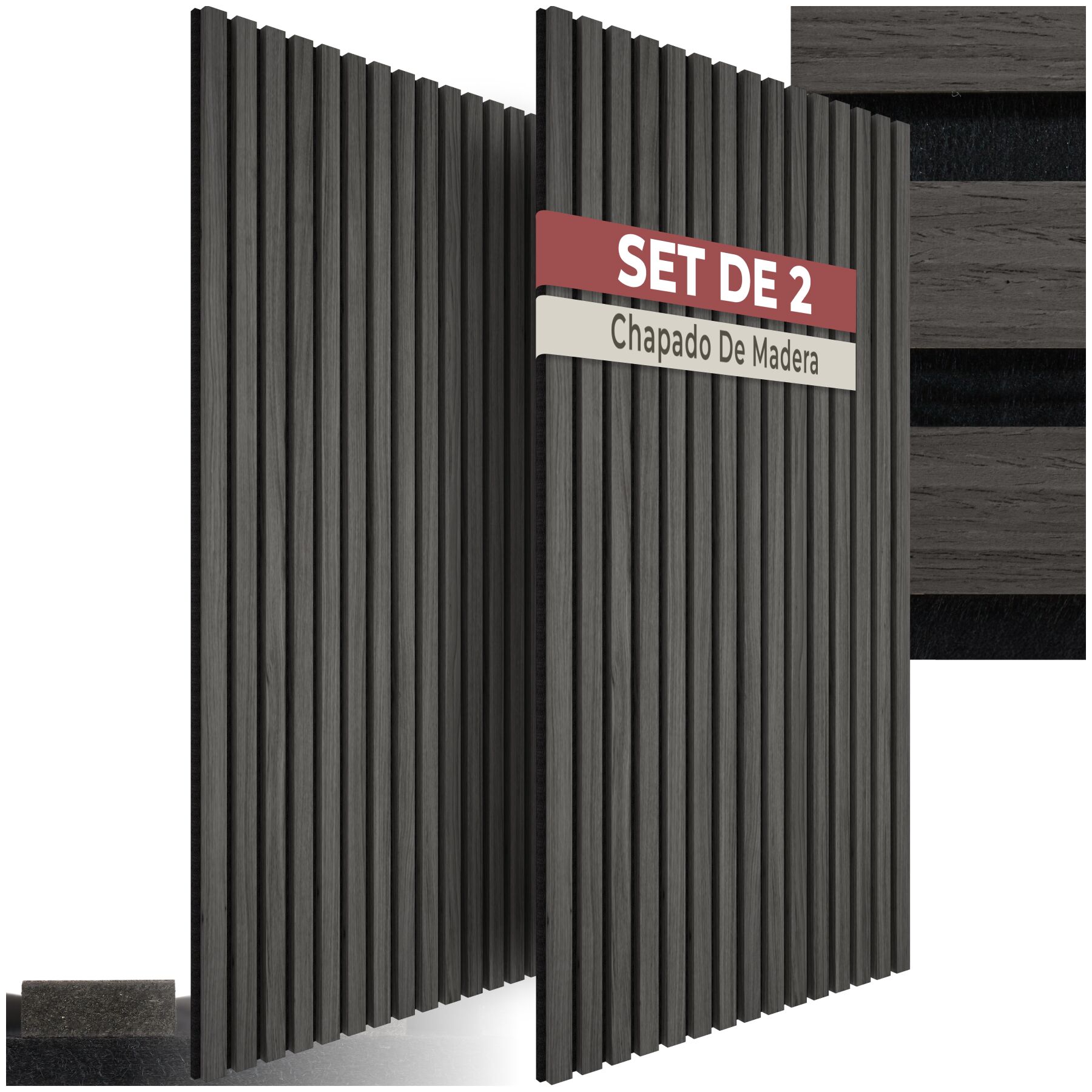 Paneles acústicos SONIC WALL II con aspecto de madera - roble negro | tectake