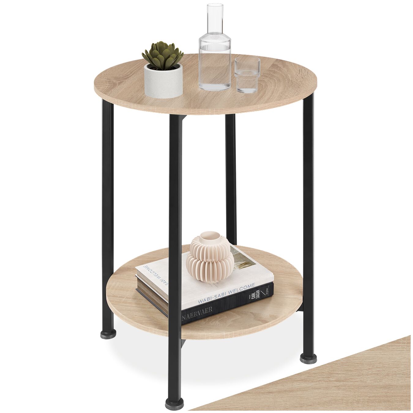Bijzettafel Ballina 45x64cm - Industrieel licht hout, eiken Sonoma