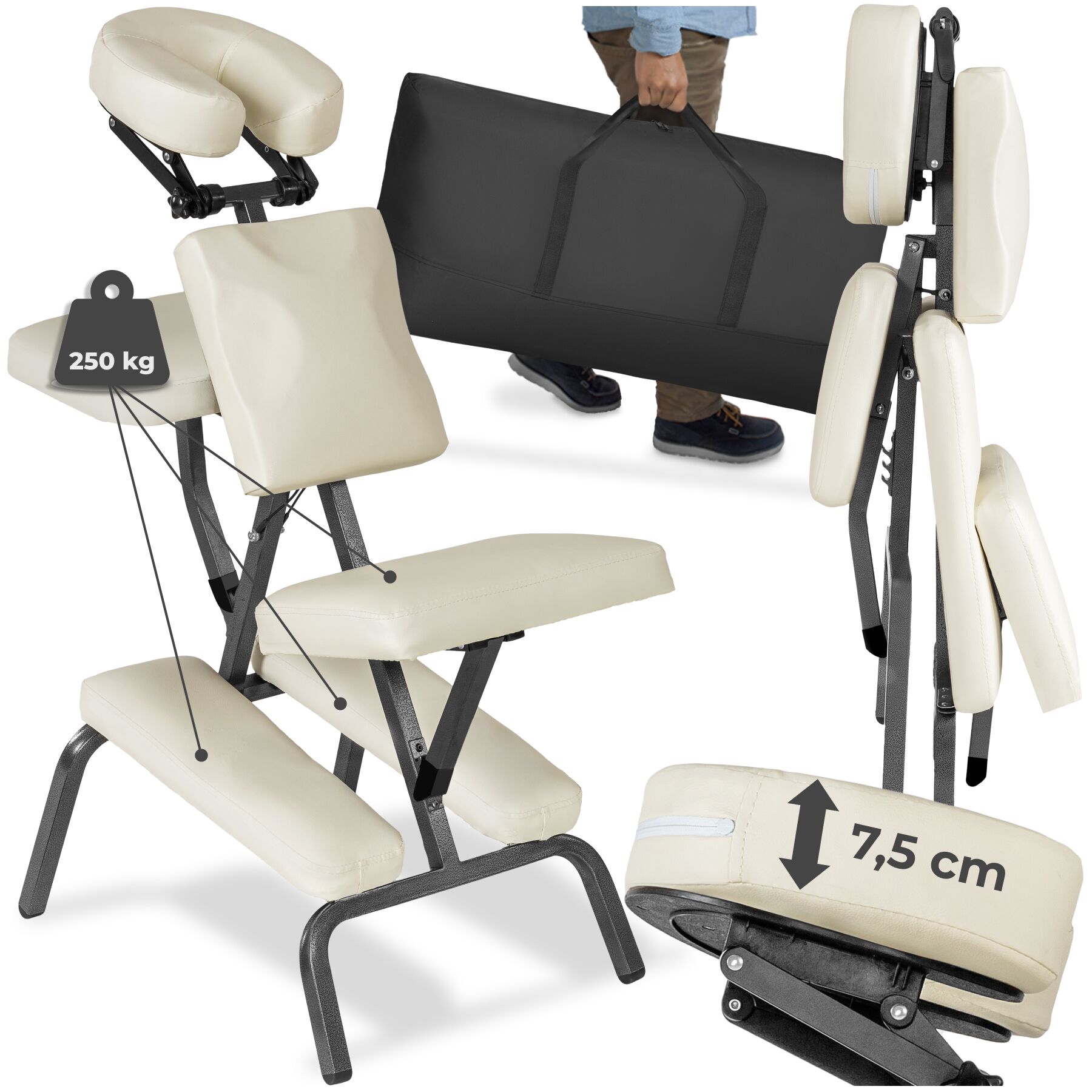 Massagestuhl aus Kunstleder - beige