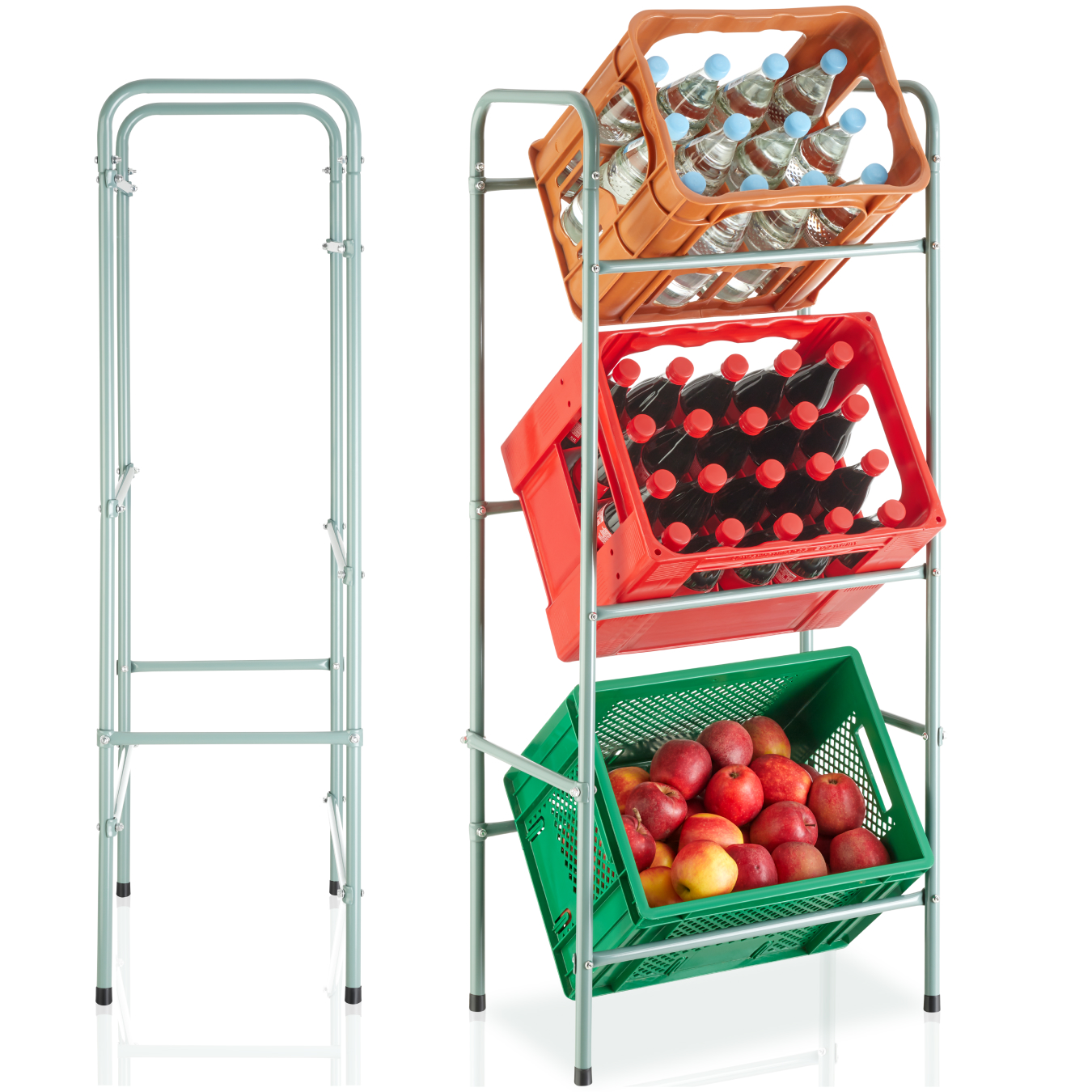 scaffale a ripiani per casse di bevande - grigio | tectake