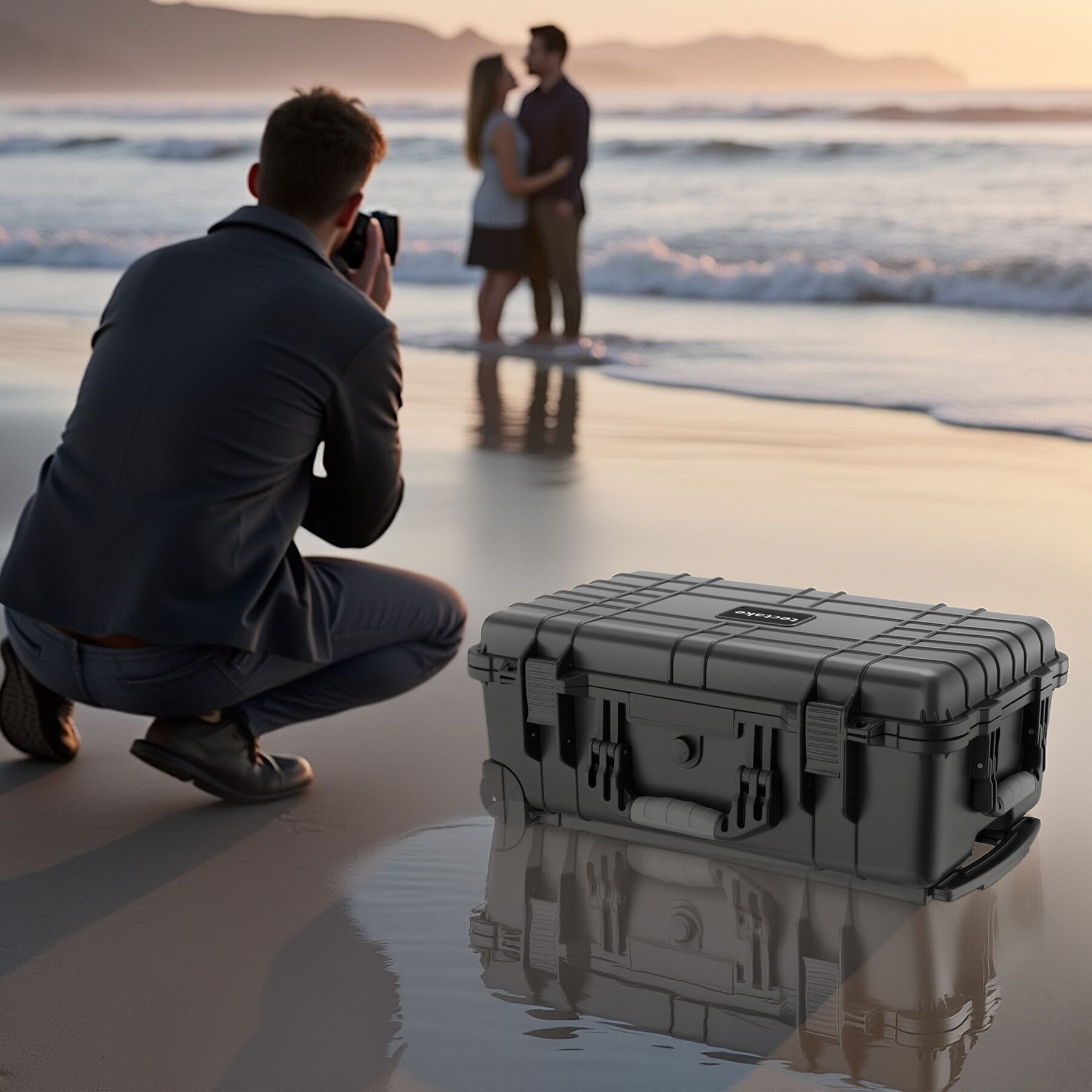 Hard Shell Camera Lens Case Hard Shell Case Camera with Foam Lens Waterproof on Wheels Carrying ...