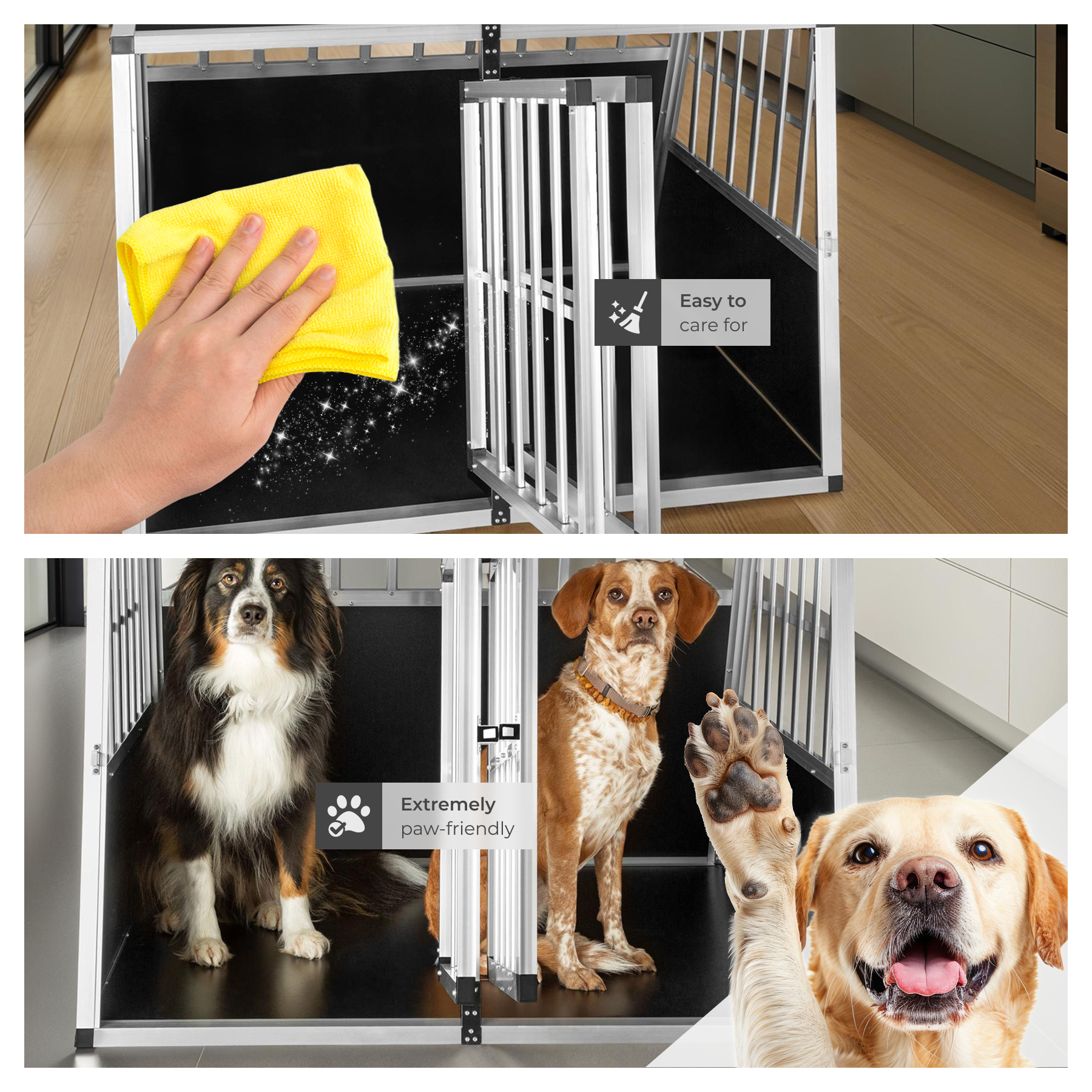 Dog Crate Travel Box Car Transport XXL Double Cage Lockable Angled Walls Pen - Picture 6 of 25