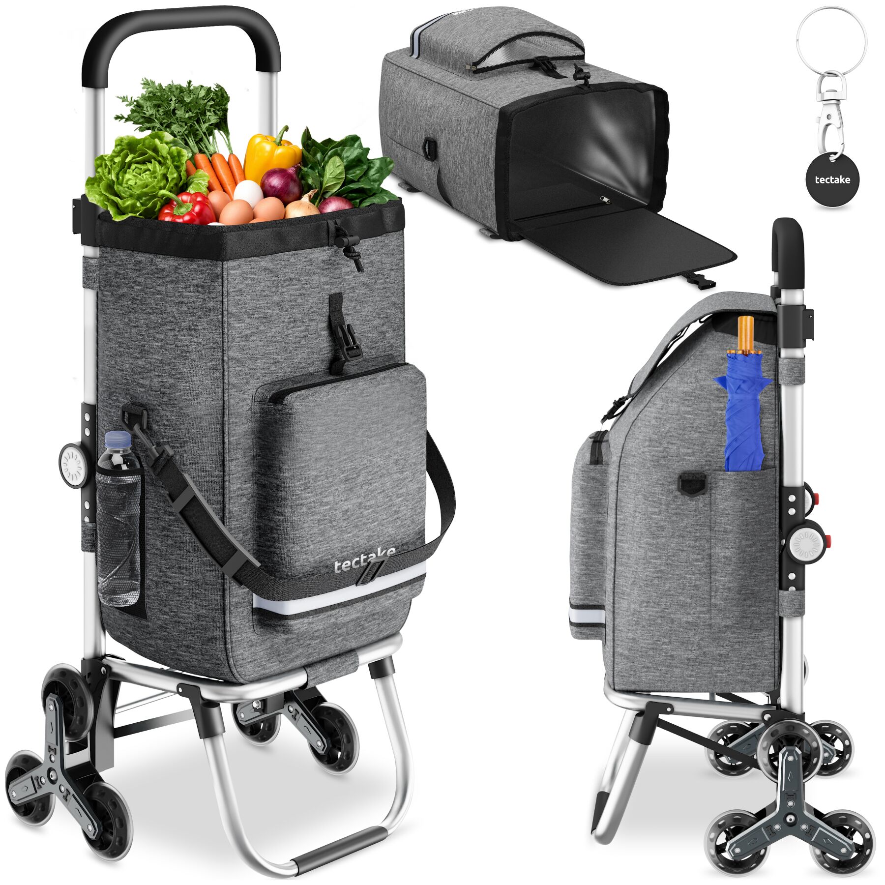Boodschappentrolley Shopper, 3-in-1, opvouwbaar, met koeltas - grijs | tectake