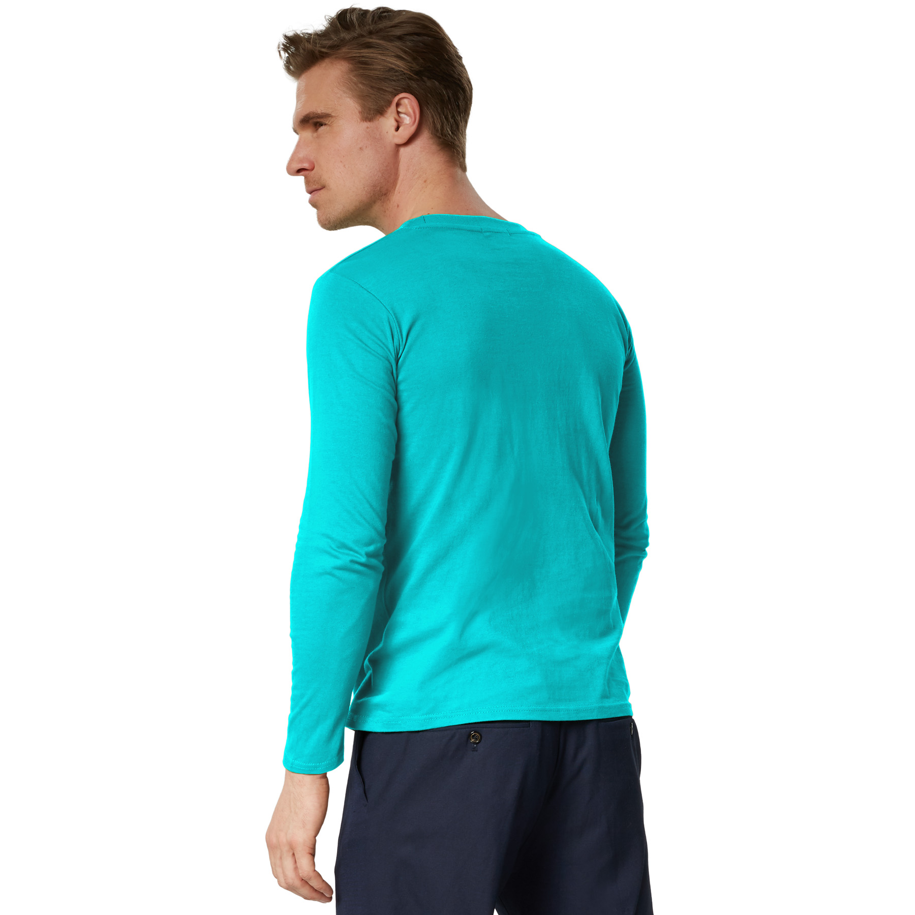 Camiseta de manga larga para hombre camiseta de manga larga lisa sudadera de manga larga suéter nuevo - Imagen 82 de 120