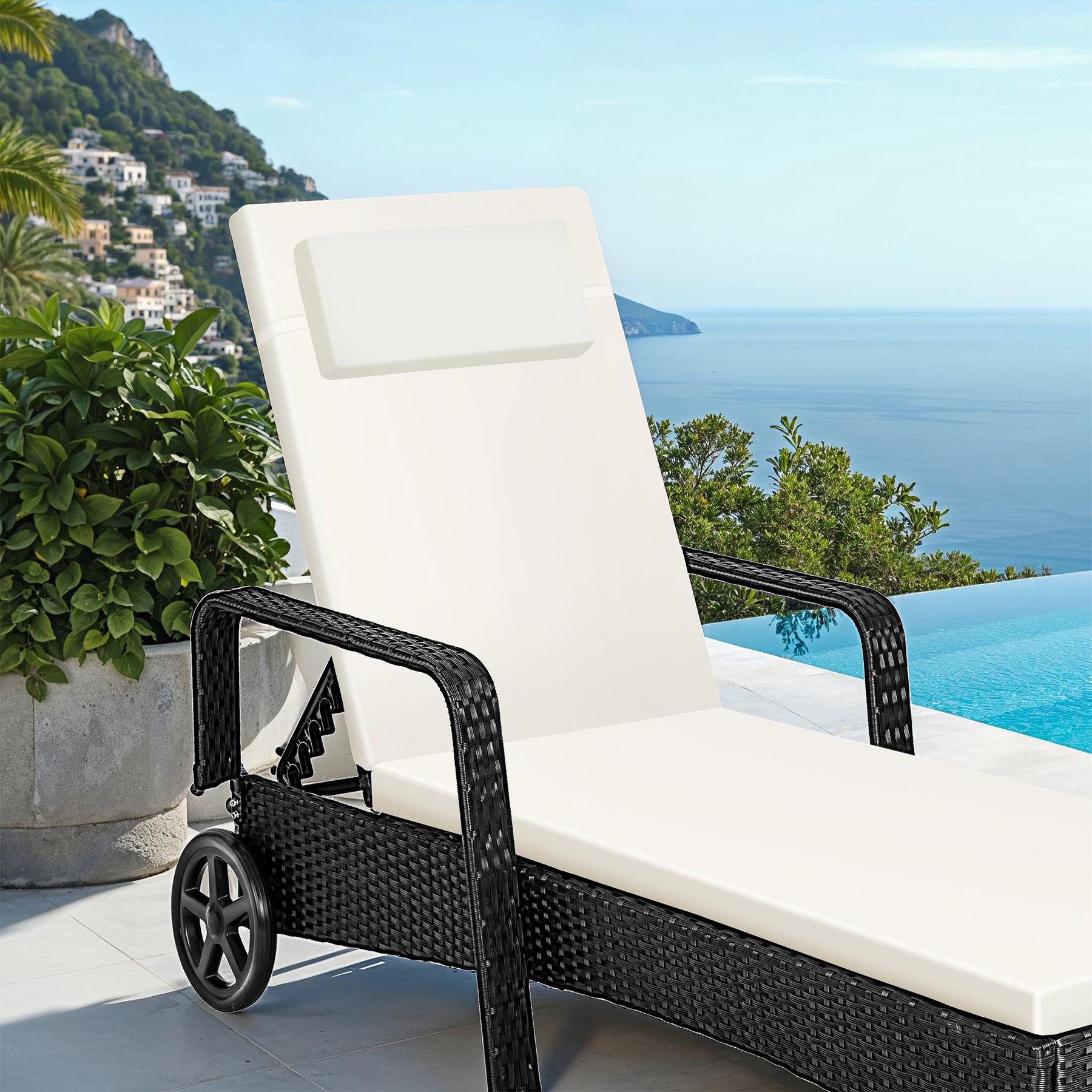 Sonnenliege klappbar Gartenliege Polyrattan Liegestuhl Strandliege robust 200 cm - Bild 84 von 145