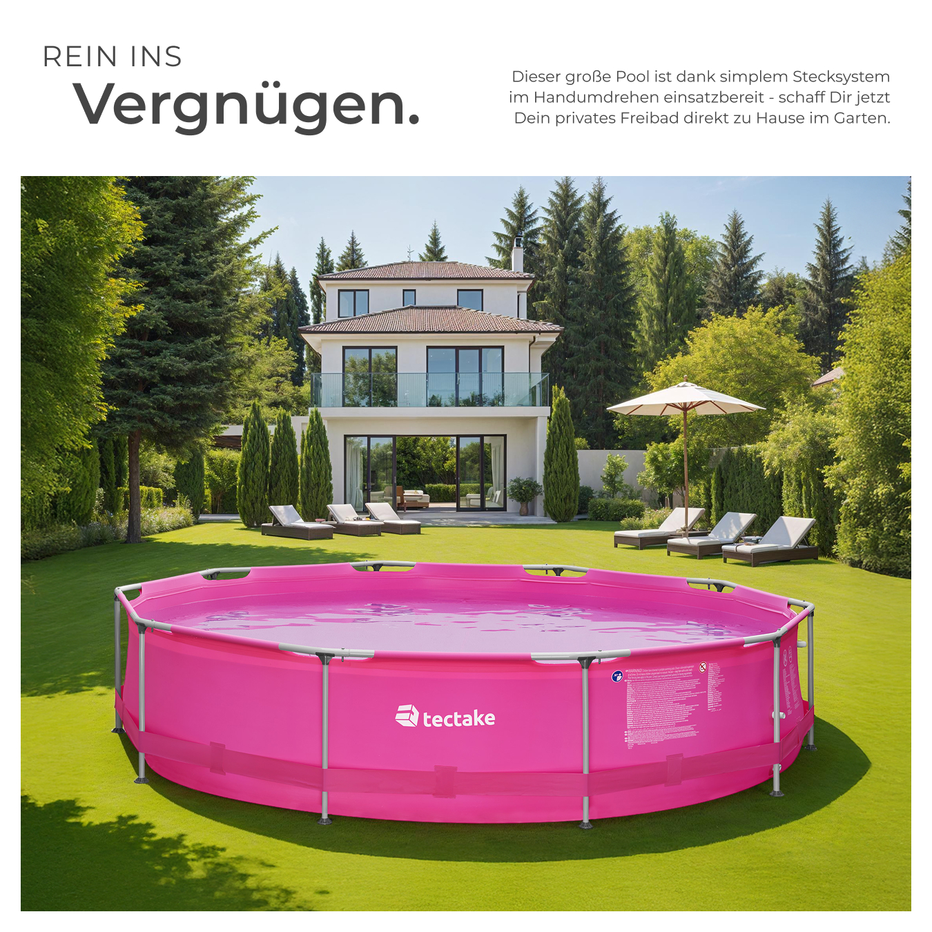 Swimmingpool Komplettset Garten Steelframe Schwimmbecken Quick up rund Ø 360cm