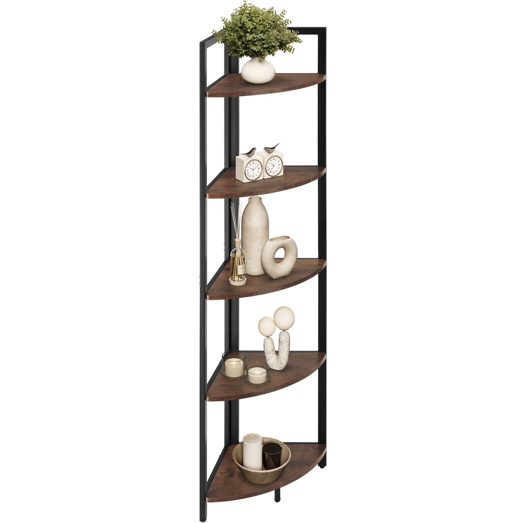 Hörnhylla Castlebar 30x30x150cm - Industriellt mörkt trä, rustikt | tectake