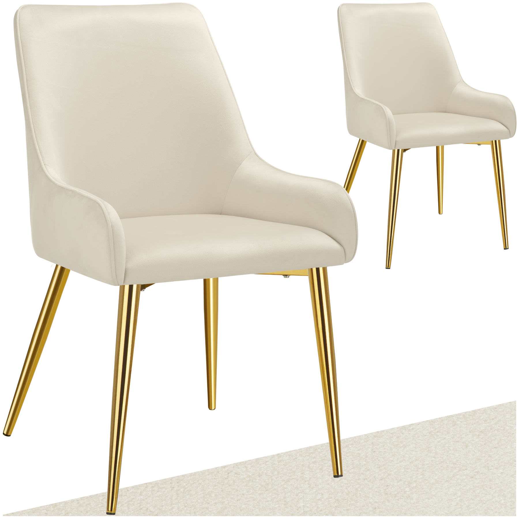 Polsterstuhl Avane, Samtoptik, Belastbarkeit 120 kg - beige, 2er Set