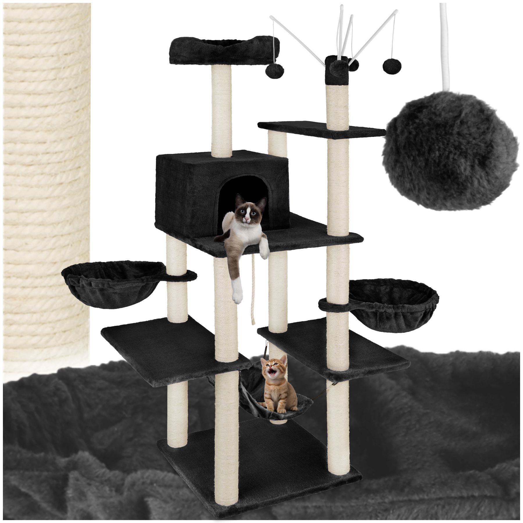Kratzbaum Lilou 165cm - schwarz von tectake
