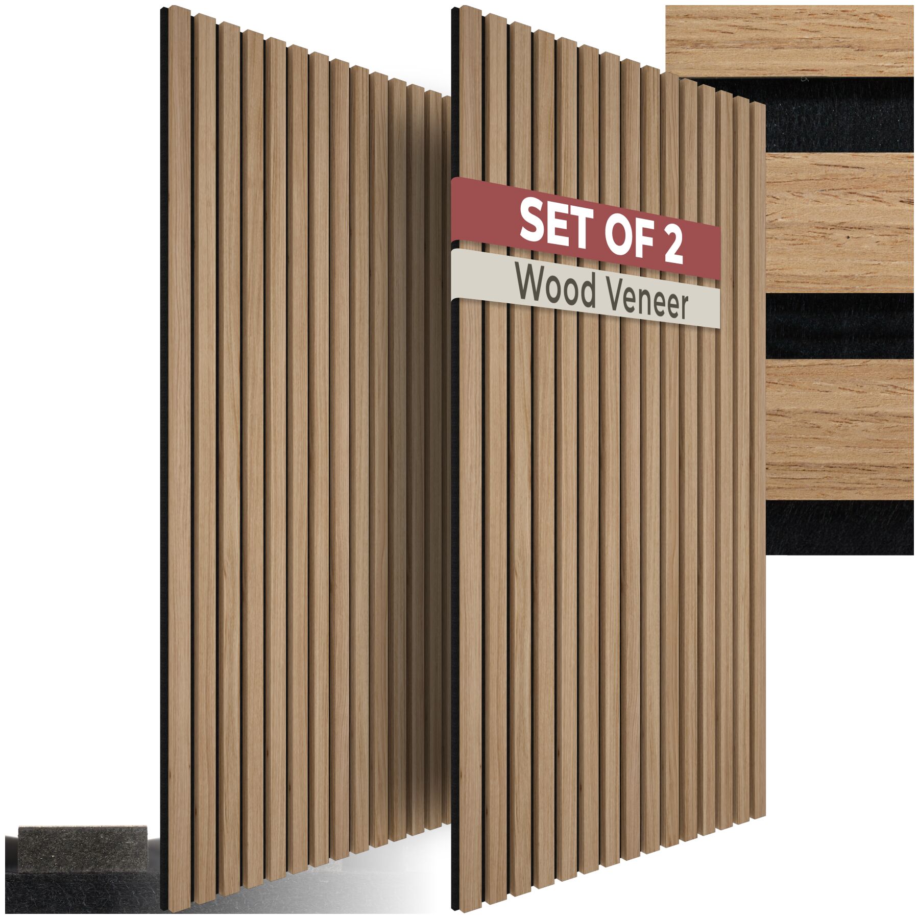 Acoustic Wall Panels Sonic Wall II with Real Wood Veneer and Sound-Absorbing Felt - oak | tectake