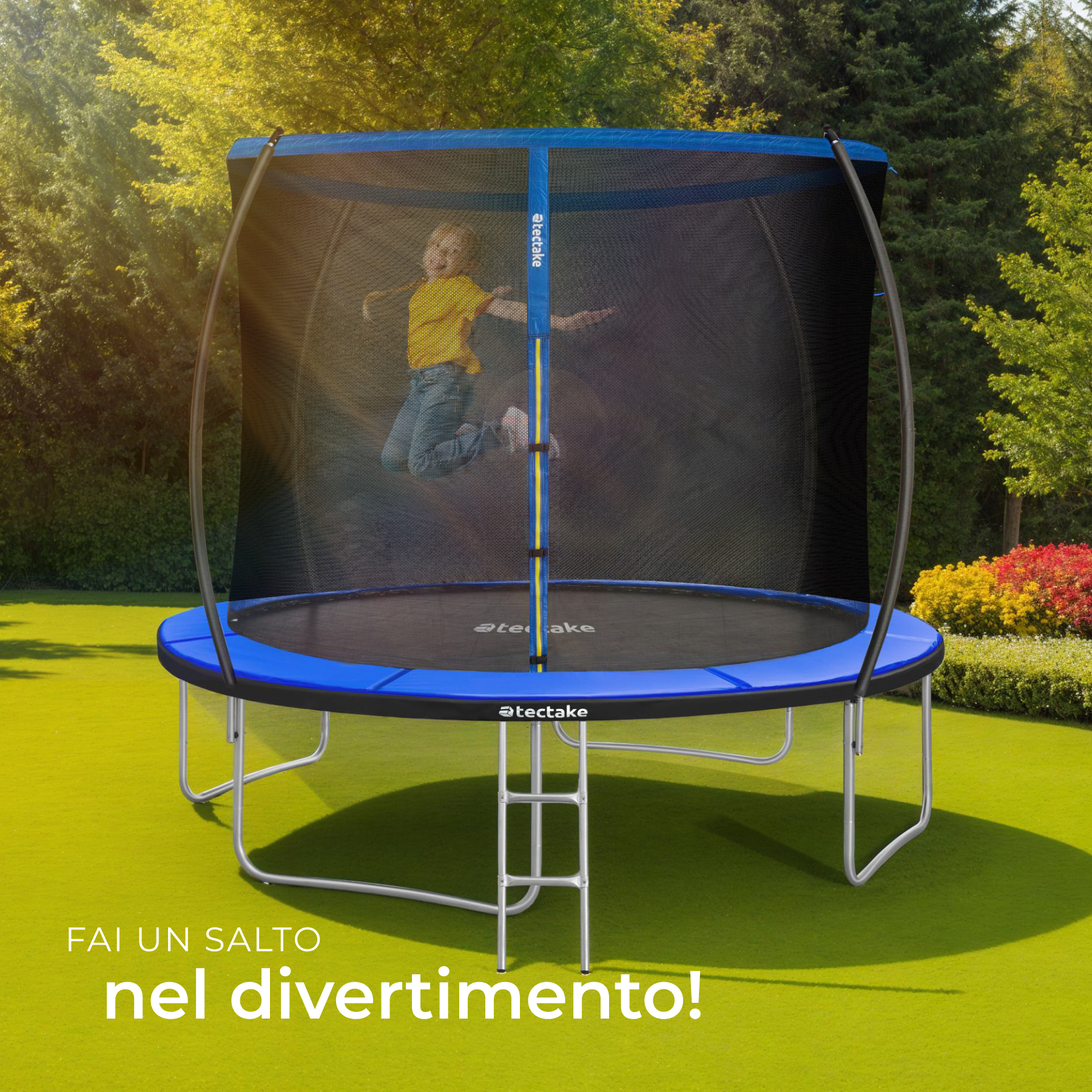 Trampolino elastico con rete di sicurezza per bambini da esterno giardino - Foto 22 di 37