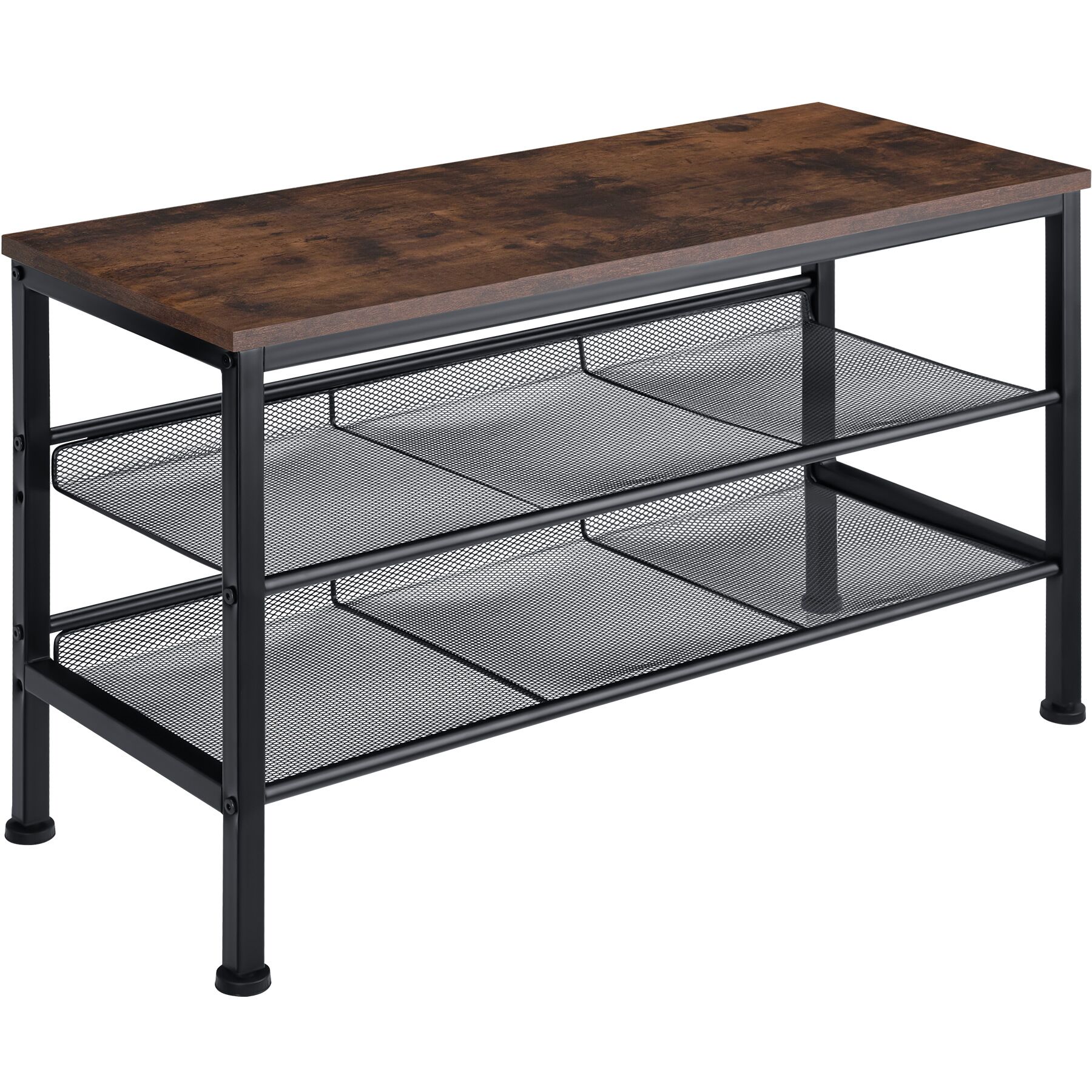 Sapateira Derry - Madeira industrial escura, rústica | tectake