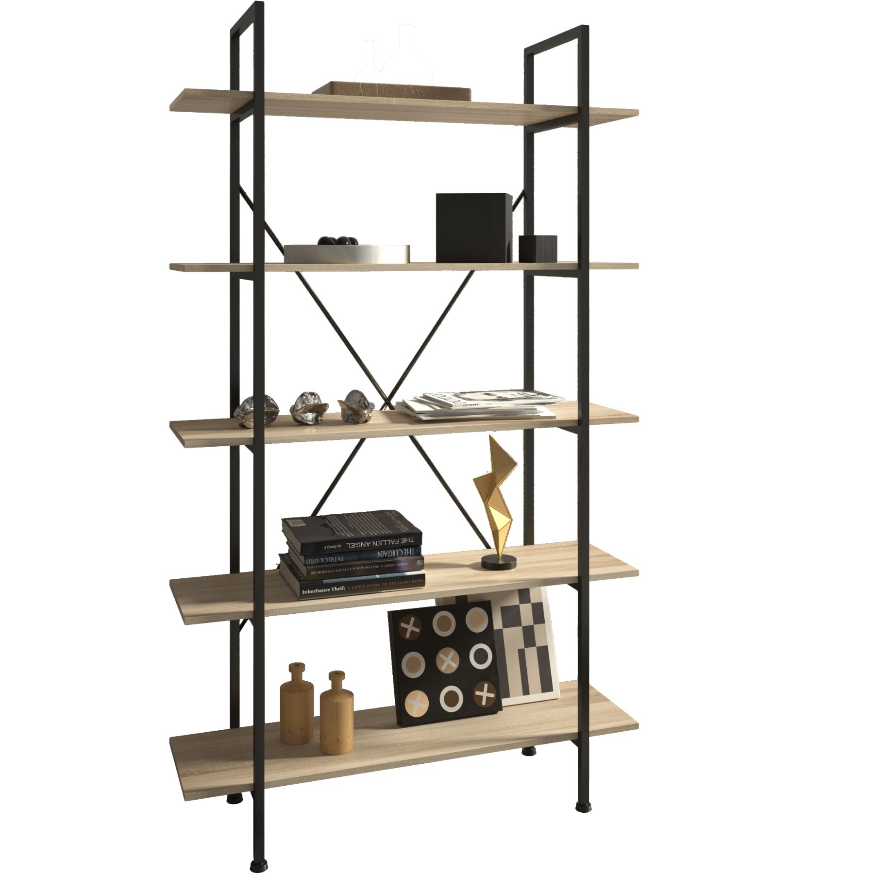 Estante Glasgow 106 x 34,5 x 179,5 cm - Madeira industrial clara, carvalho Sonoma | tectake