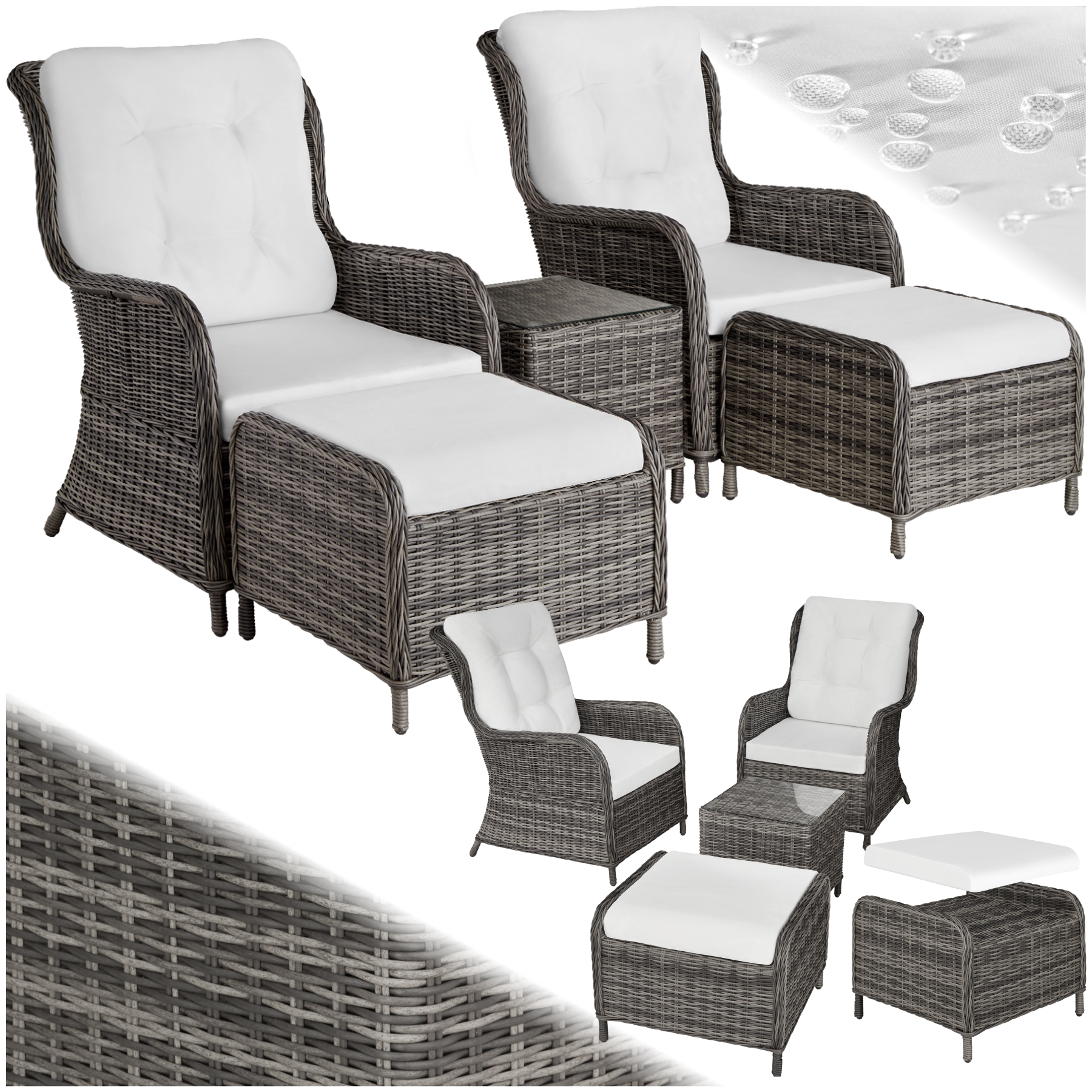 Aluminium Rattan Sitzgruppe Benissa 2+2 - grau