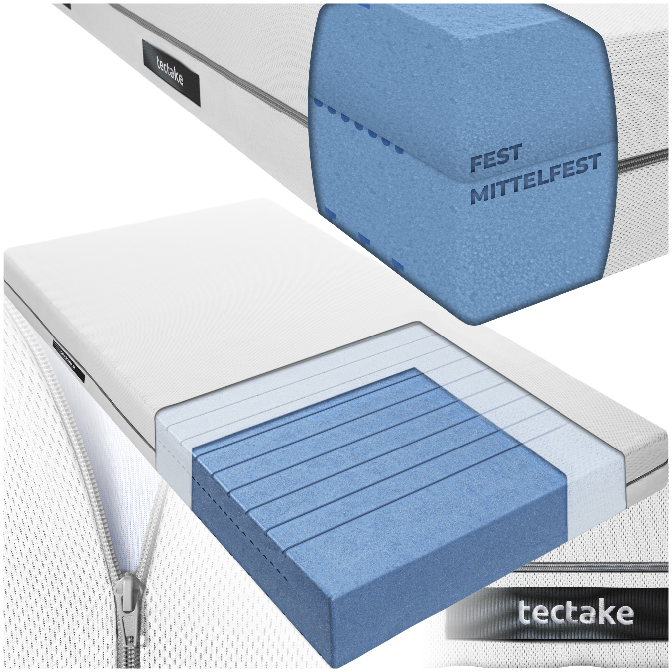 Matratze Sky, 2in1 Härtegrade, 3D-Mesh - 90 x 190 cm von tectake