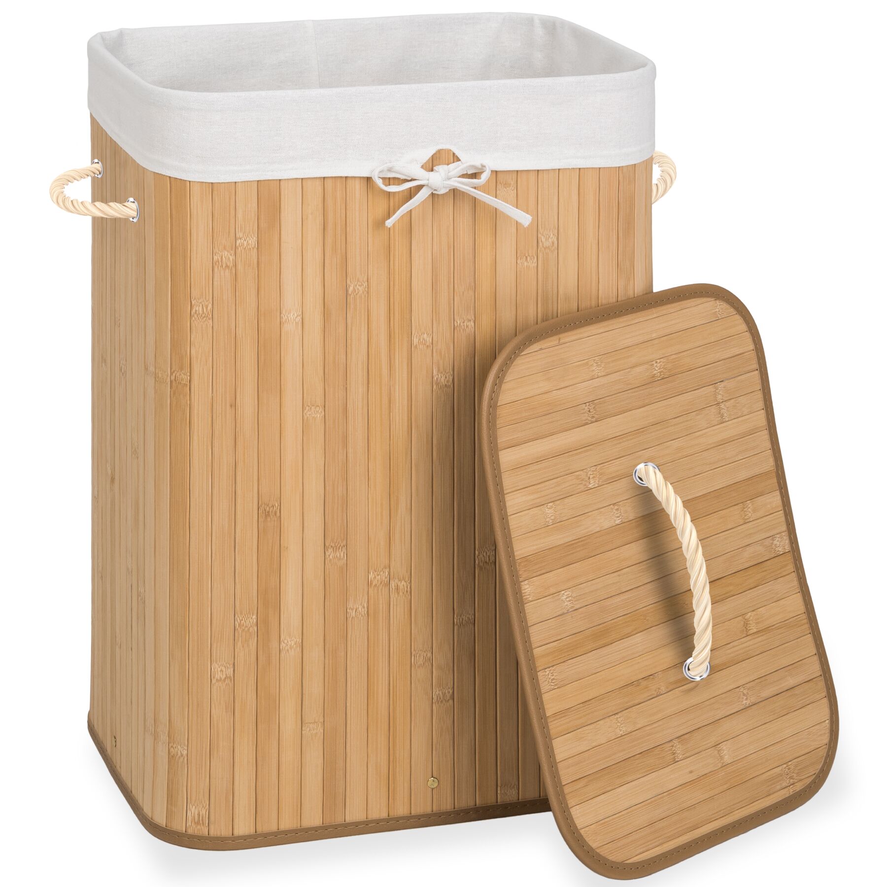 Panier à linge bambou rectangulaire - 72 L, beige | tectake