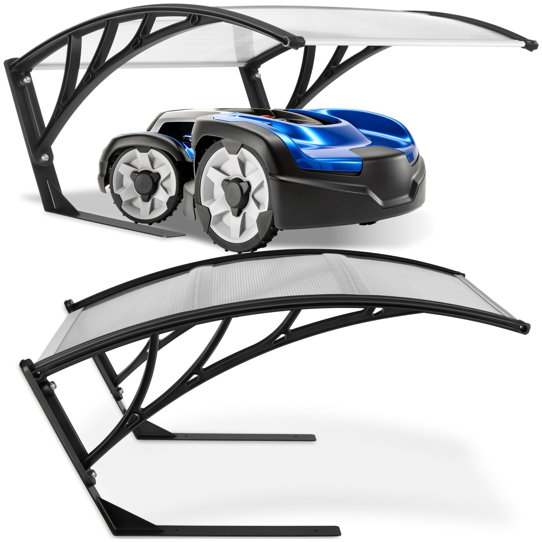 Garage pour tondeuse robot DOMUS, résistant aux intempéries, 81 x 100 x 48 cm - blanc transparent | tectake