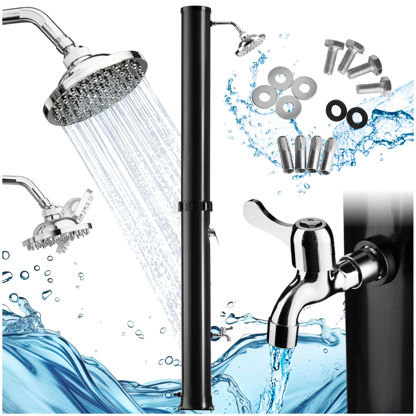 Douche solaire ORINOCO 40 L - noir de tectake