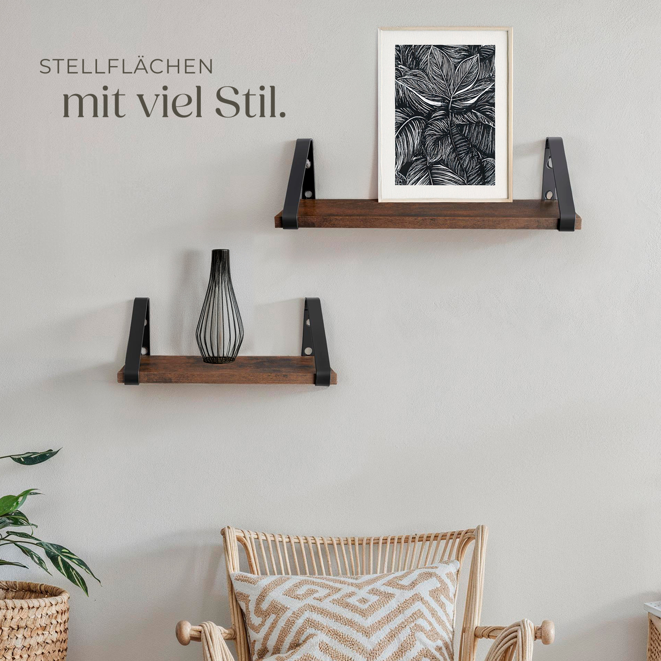 3er Set Hängeregal Wandregal Schweberegal Regal 30/35/40cm Industrie Holz Metall - Bild 9 von 25