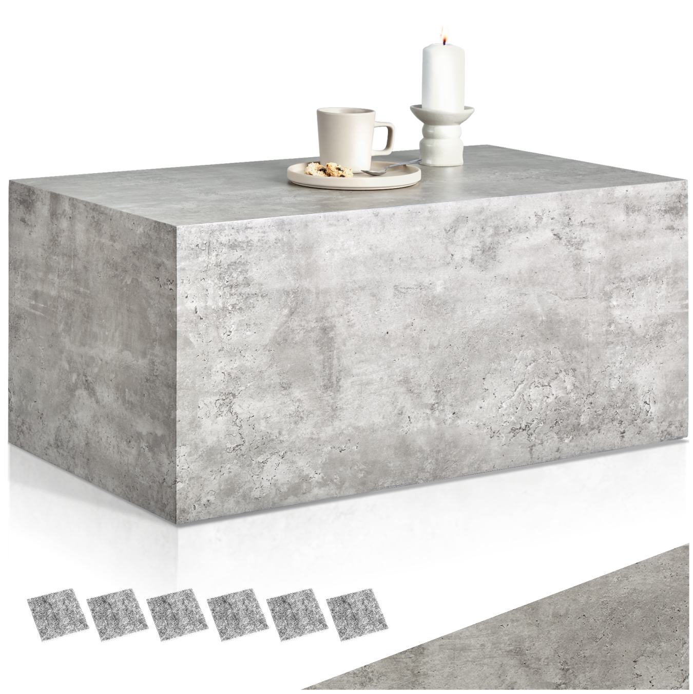Couchtisch Lasley, Belastbarkeit 45 kg - Beton Optik, 90 x 50 x 40 cm