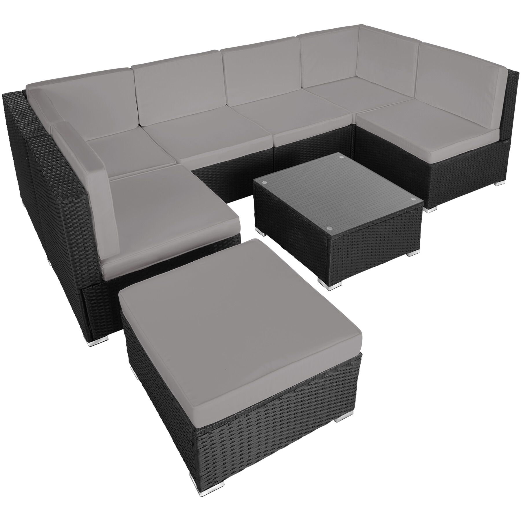 Rattan Lounge Venedig - schwarz/grau