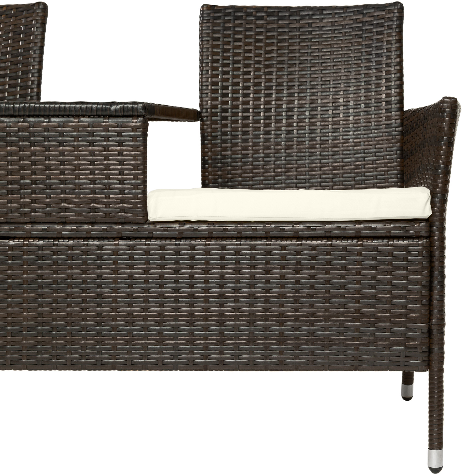 Poly Rattan Bench Glass Table Garden Furniture 2 Seats Wicker Patio Balcony New - Picture 12 of 81