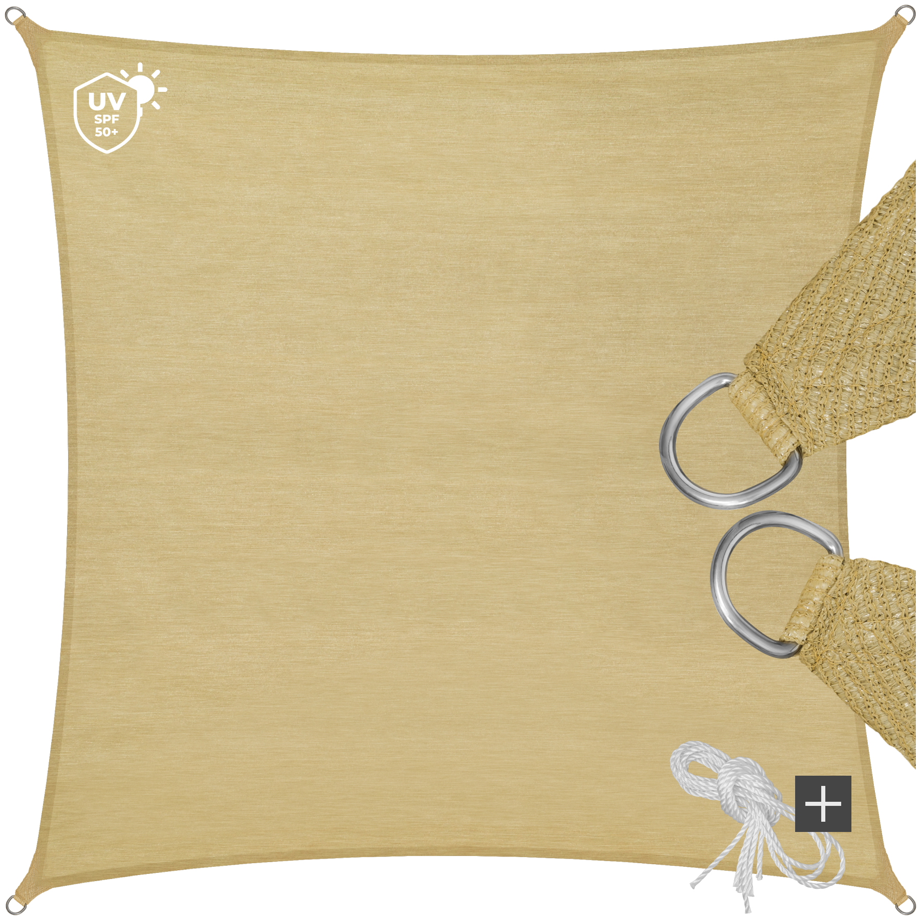 Polyethylen Sonnensegel quadratisch beige - 5 x 5 m