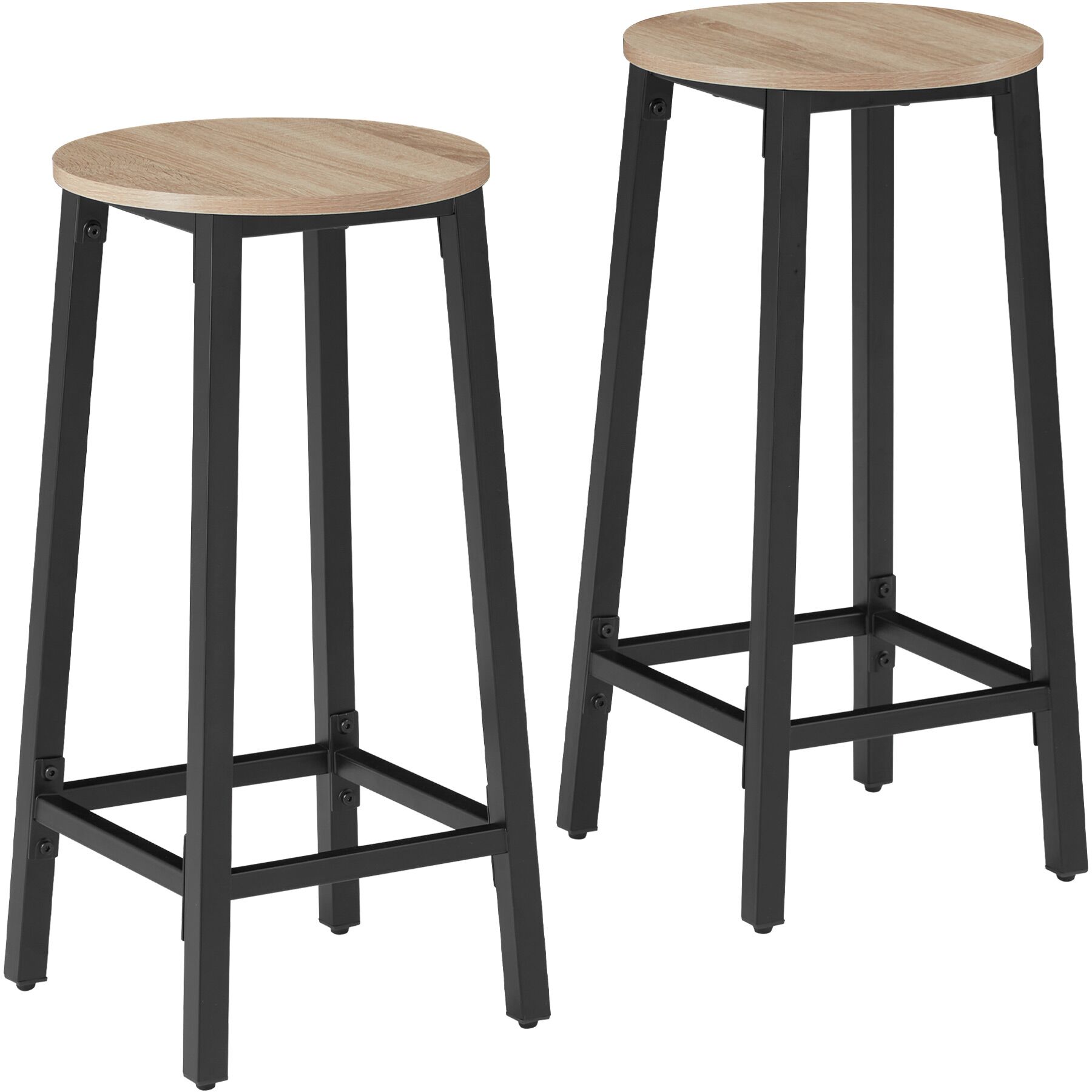 2 Tabourets de bar Corby - Bois clair industriel, Chêne Sonoma de tectake
