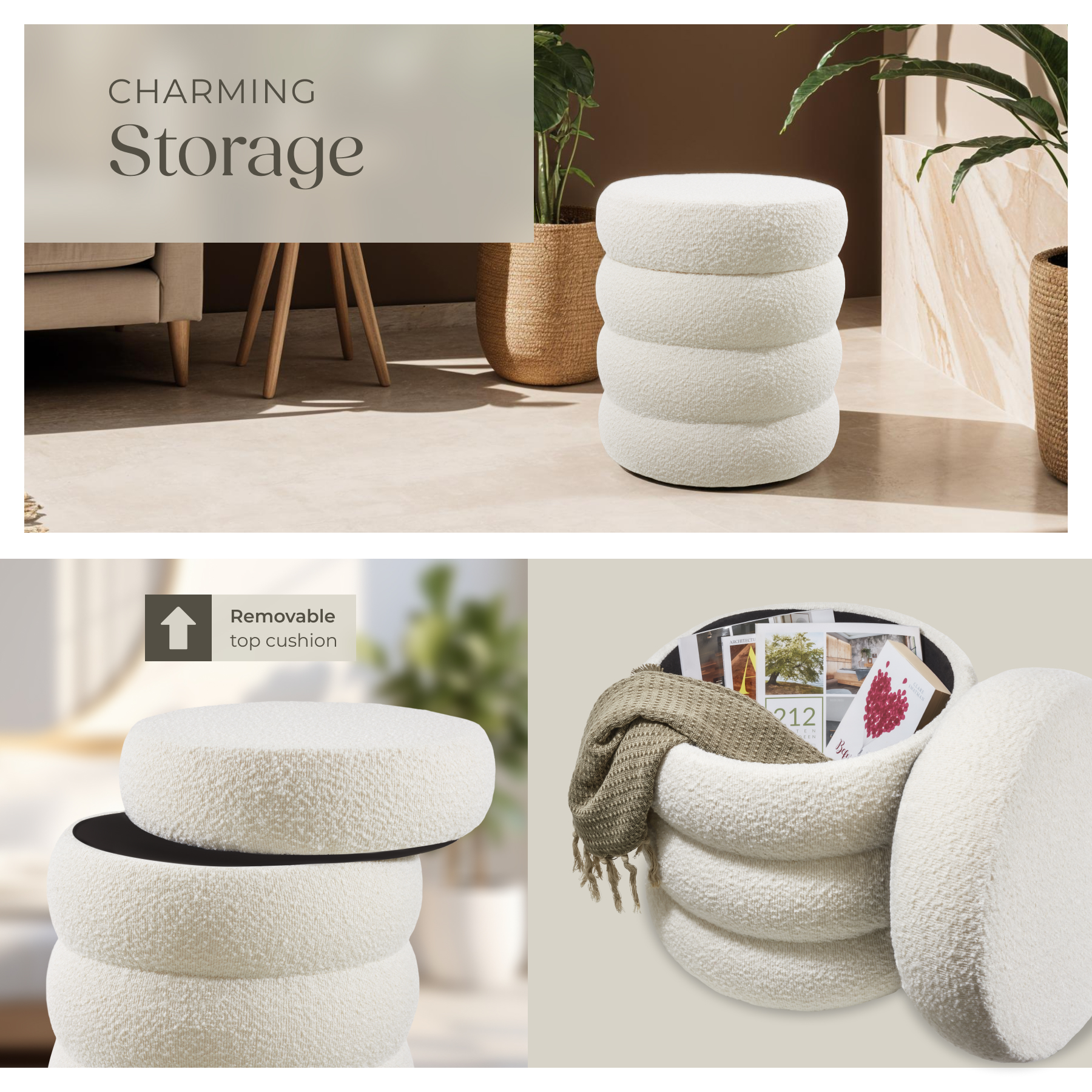 Footstool Storage Stool Upholstered Pouffe Ottoman Desk Dressing Table Seat - Picture 6 of 37
