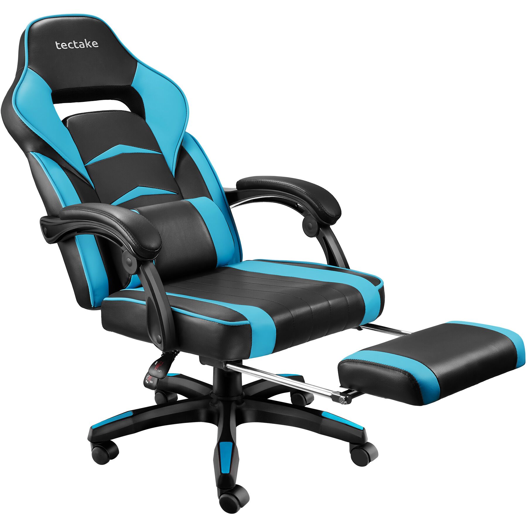 Tectake Gmbh Racing Bürostuhl Comodo Mit Fußstütze - Größe 47 Schwarz/Azur 404741