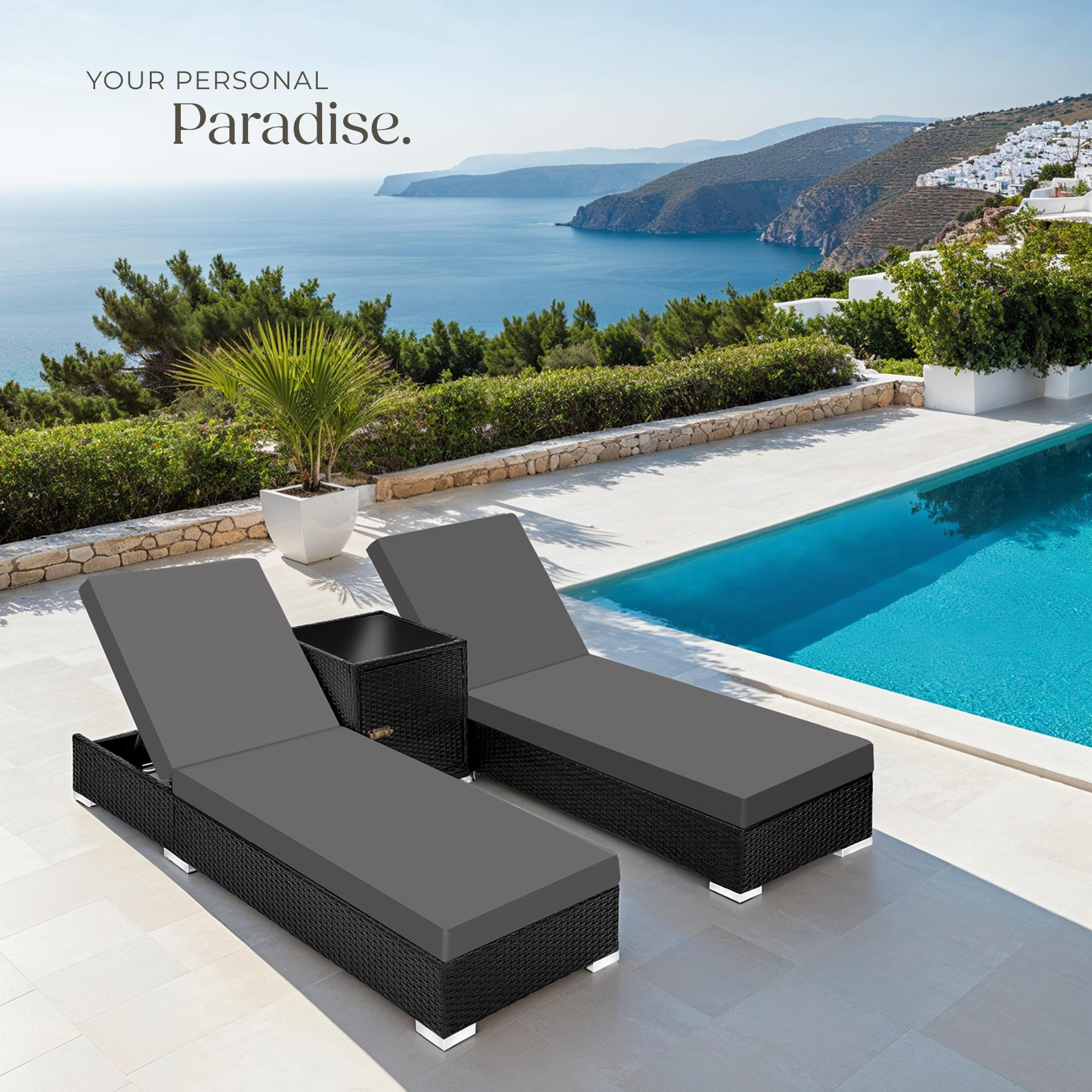 Garden Table Chairs Rattan Furniture Set Outdoor Sun Lounger Loungers Reclining - Picture 21 of 61
