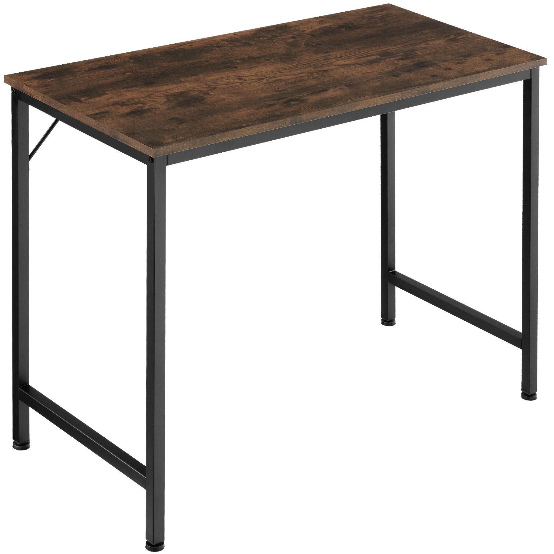 Mesa de escritório Jenkins - Madeira industrial escura, rústica, 80 cm